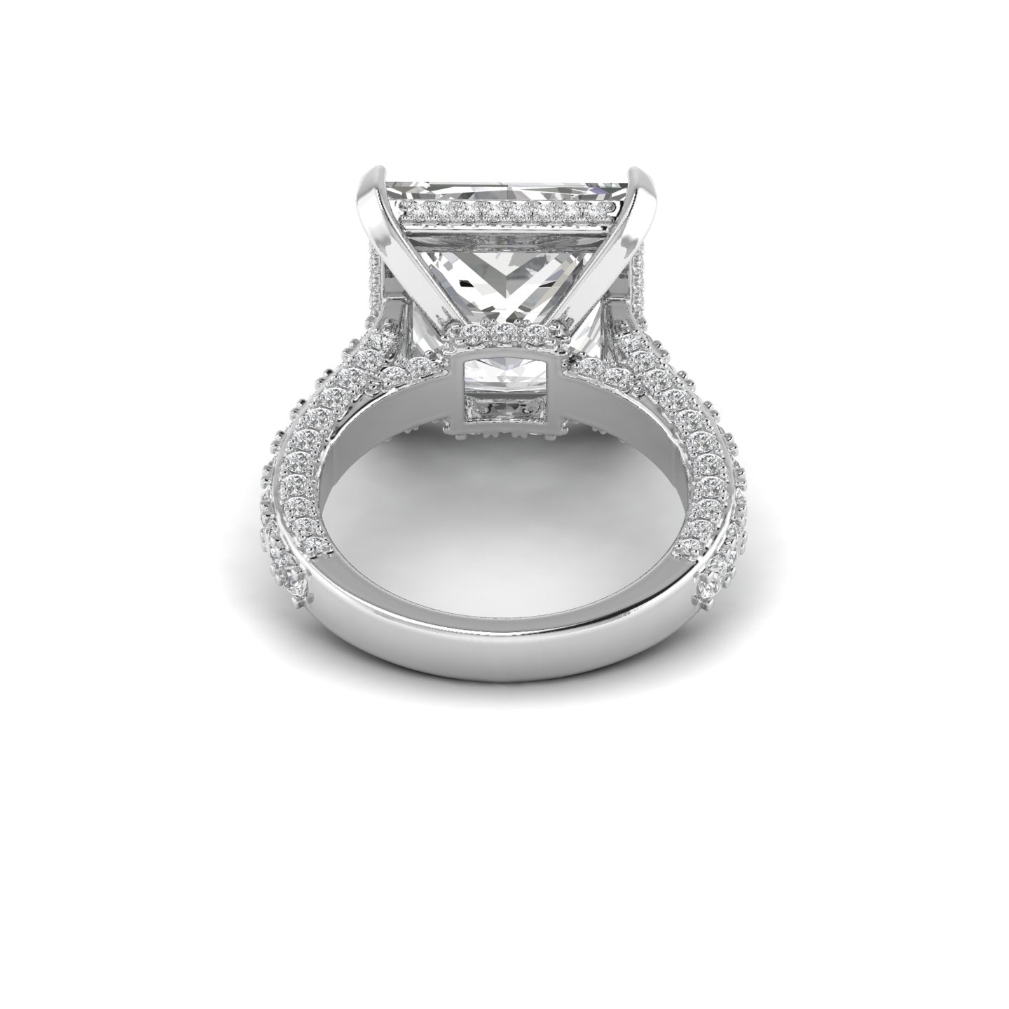 White Gold Studded 2.932 Carat Lab Grown Diamond Ring-F Color VS2 Clarity