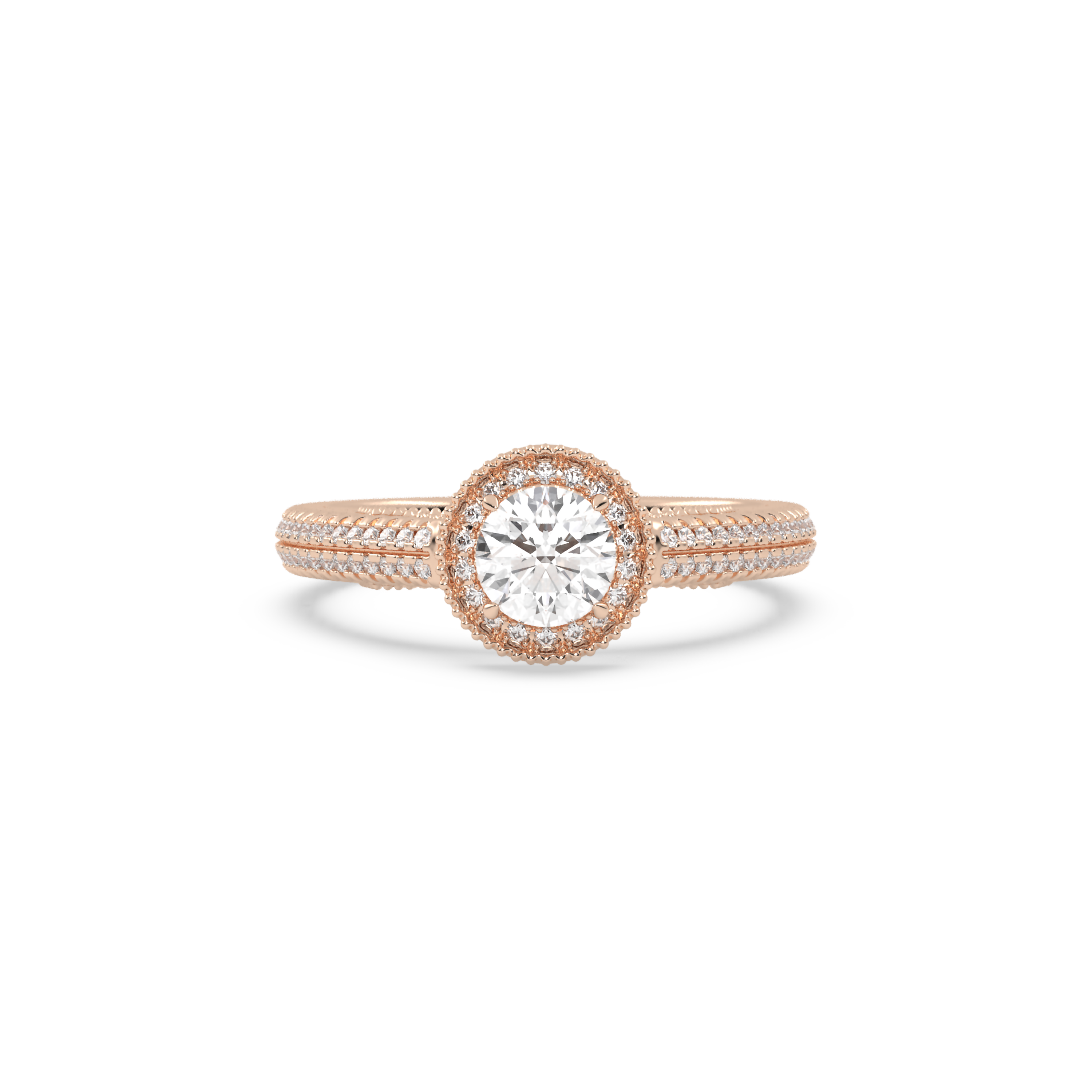 Rose Gold Studded 1.176 Carat Lab Grown Diamond Ring-F Color VVS2 Clarity.