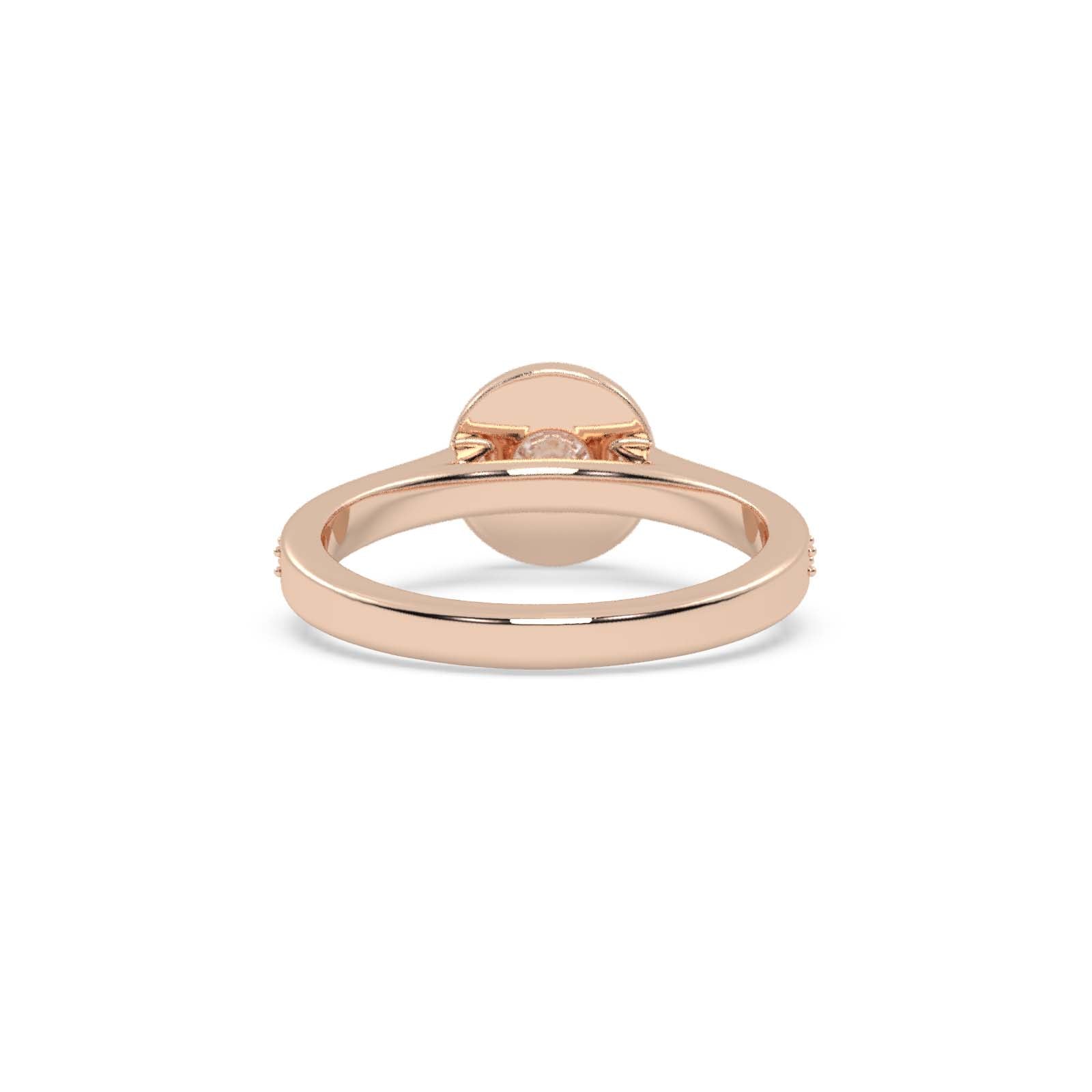 Rose Gold Studded 0.9 Carat Lab Grown Diamond Ring-F Color VS1 Clarity.