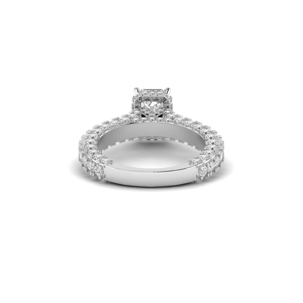 White Gold Studded 2.83 Carat Lab Grown Diamond Ring-E Color VS2 Clarity.