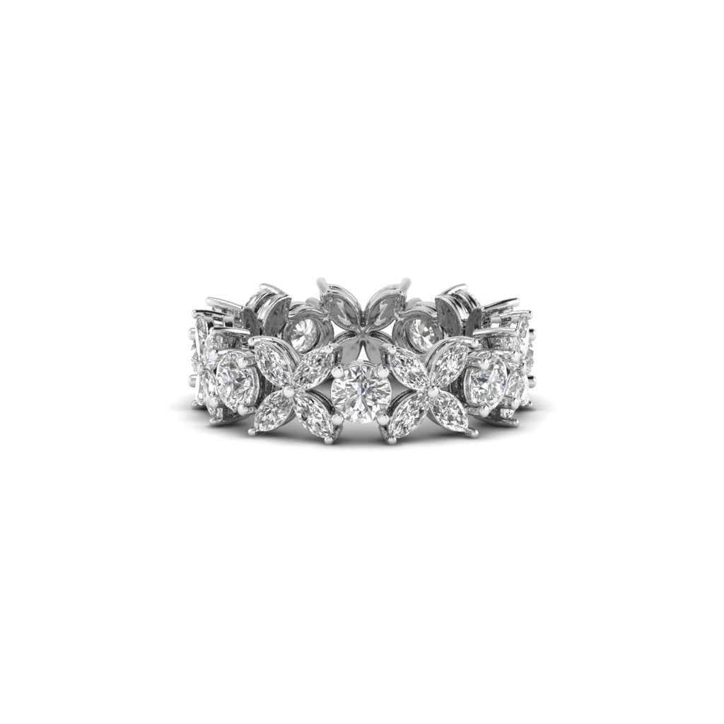 White Gold Studded 5.95 Carat Lab Grown Diamond Ring-F Color VVS Clarity.