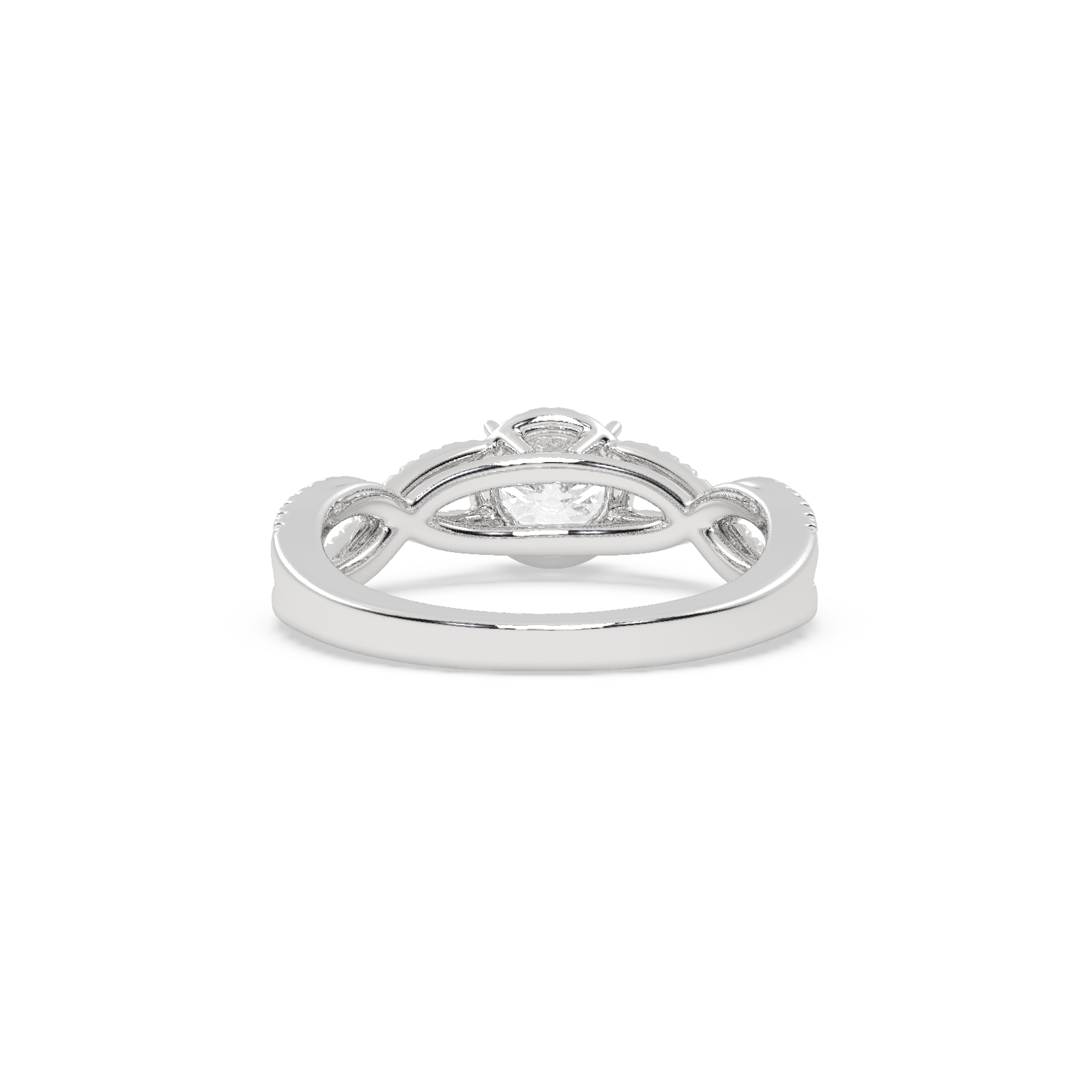 White Gold Studded 0.98 Carat Lab Grown Diamond Ring-E Color VS2 Clarity.