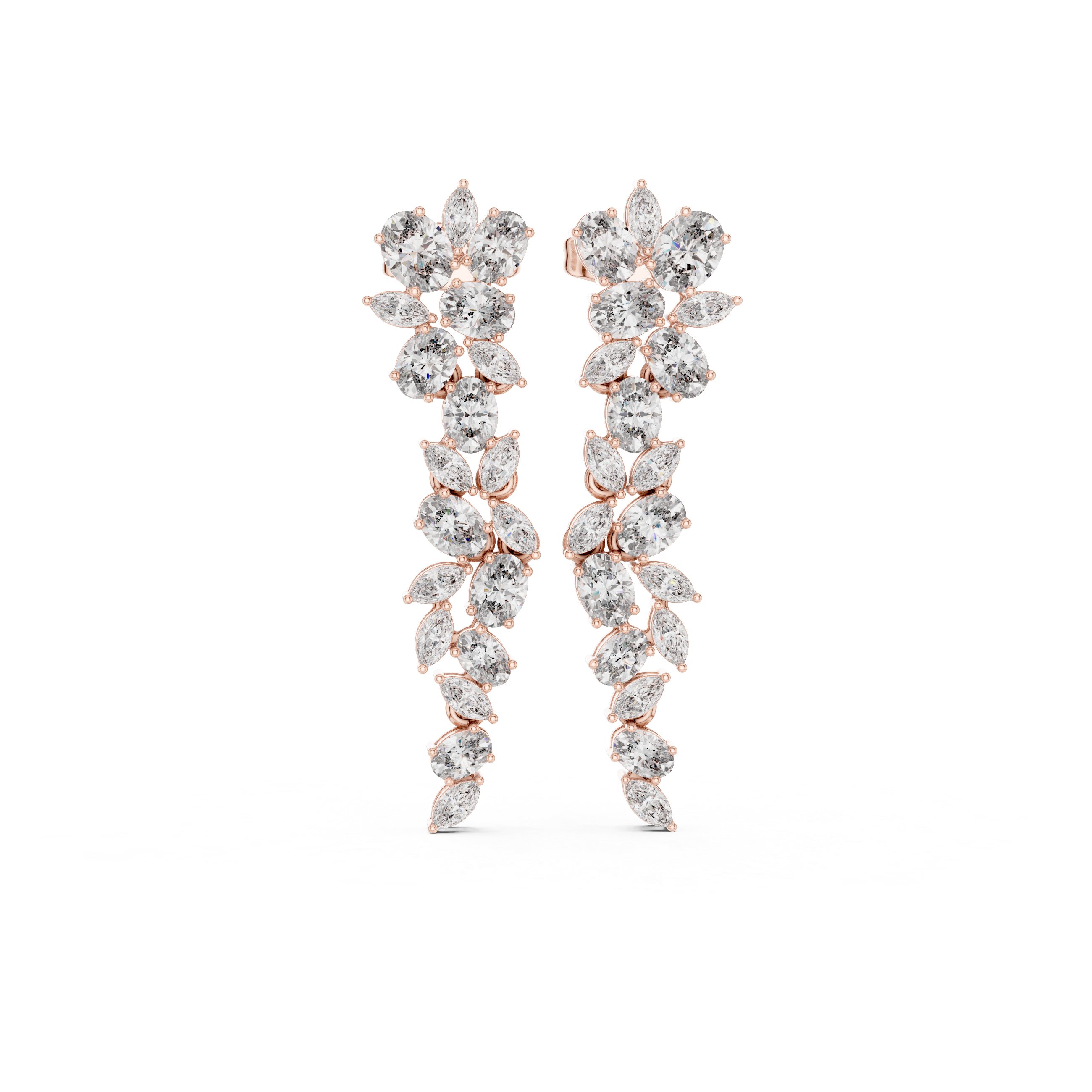 2.24ct Natural Diamond Dangle Earrings – Dual Shape Marquise & Oval GH/SI