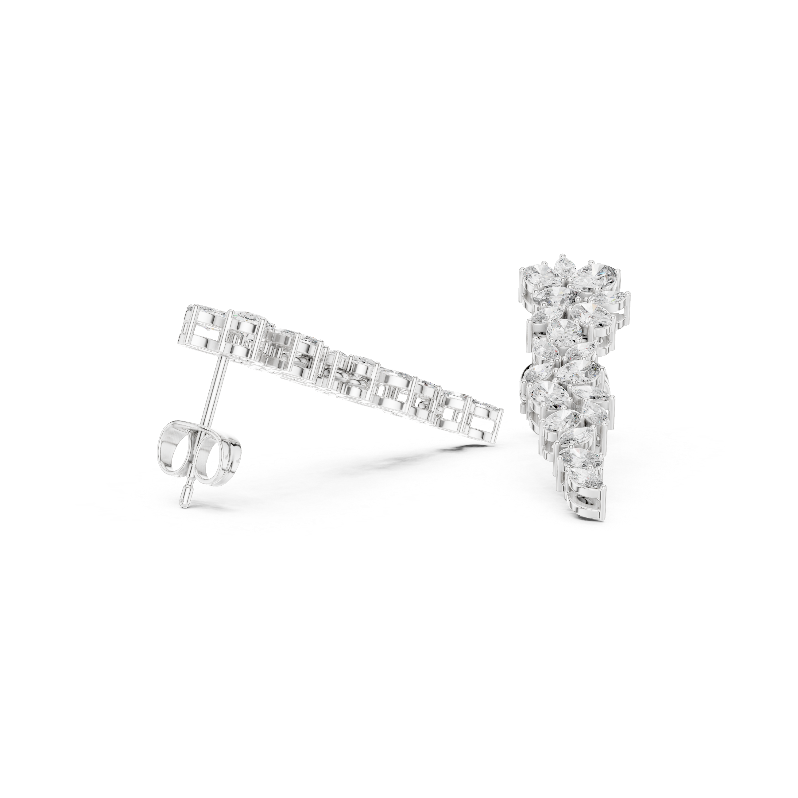 2.24ct Natural Diamond Dangle Earrings – Dual Shape Marquise & Oval GH/SI