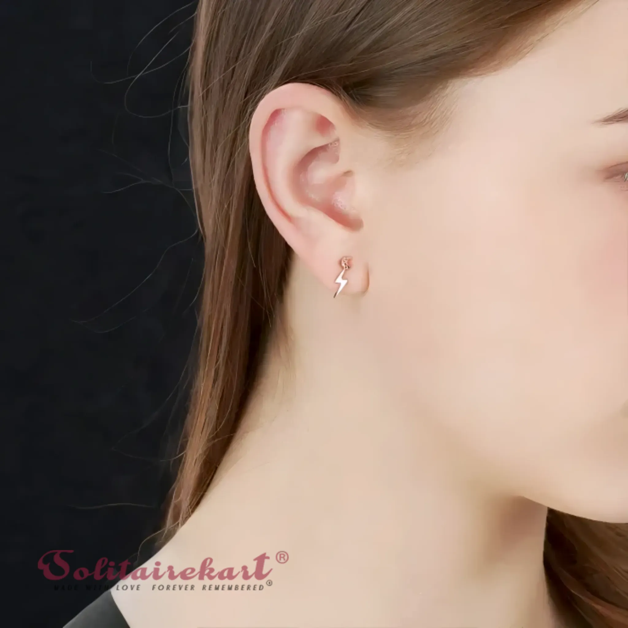 14K Gold 1.80grm Lunar Bolt Earring