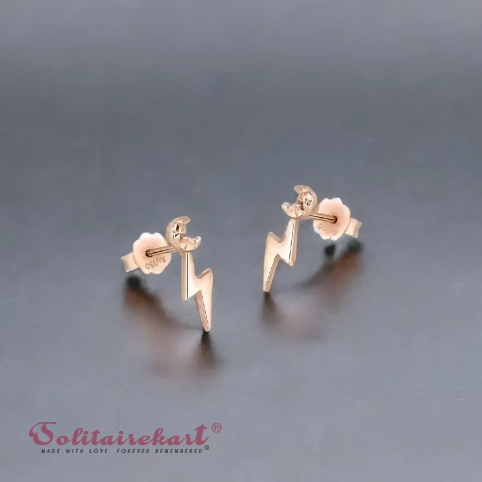 14K Gold 1.80grm Lunar Bolt Earring