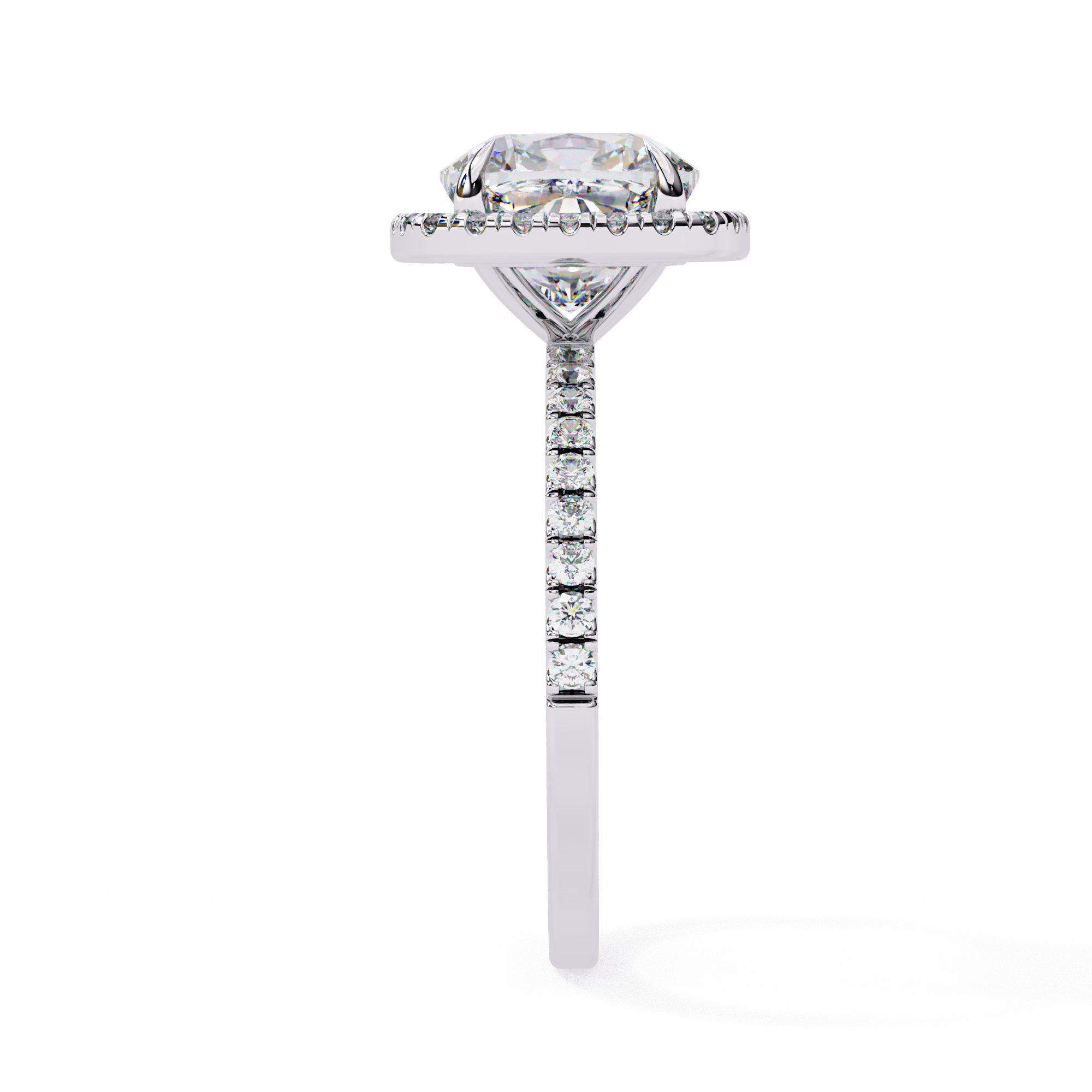 2.09 Carat Cushion Cut Lab Grown Diamond Halo Engagement Ring