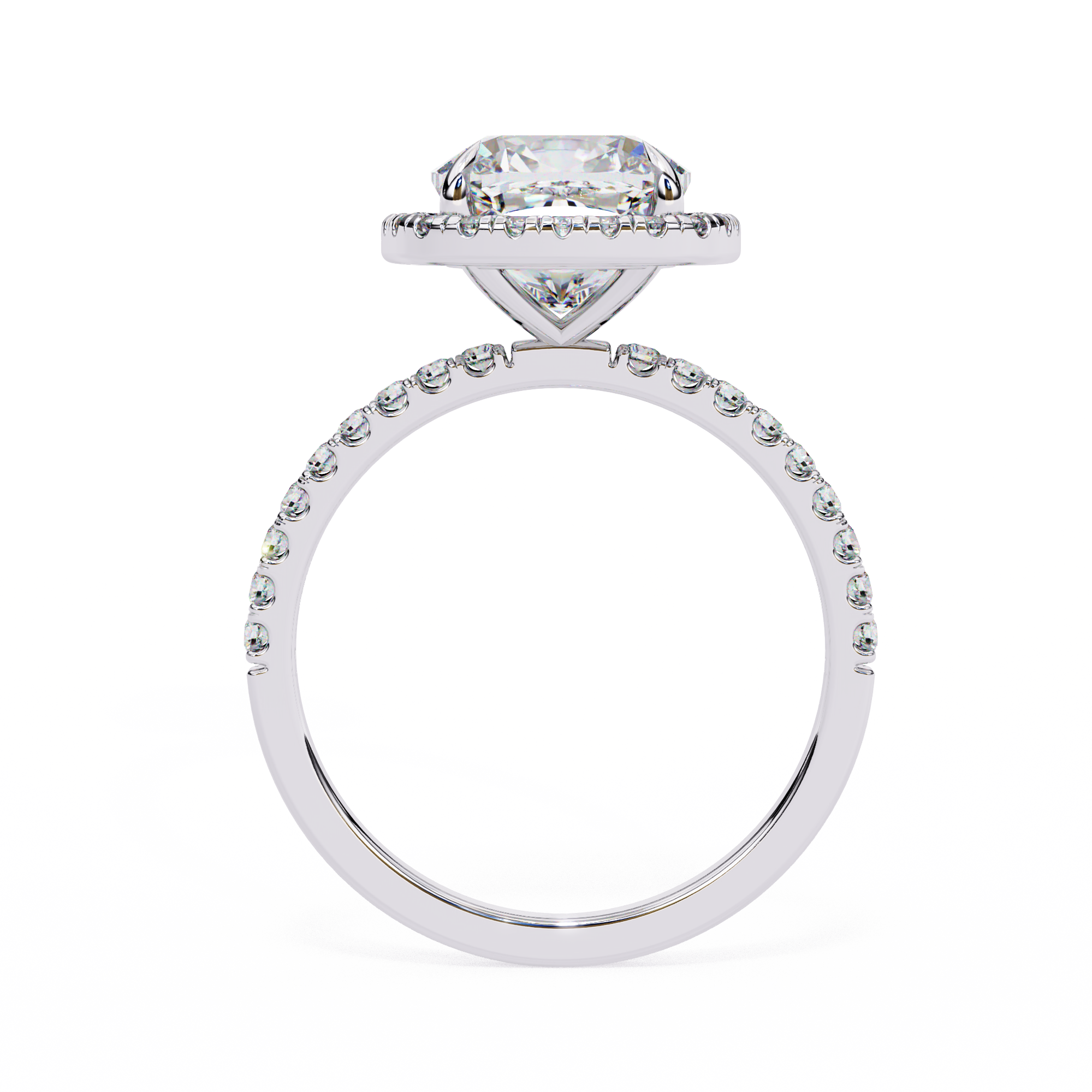 2.09 Carat Cushion Cut Lab Grown Diamond Halo Engagement Ring