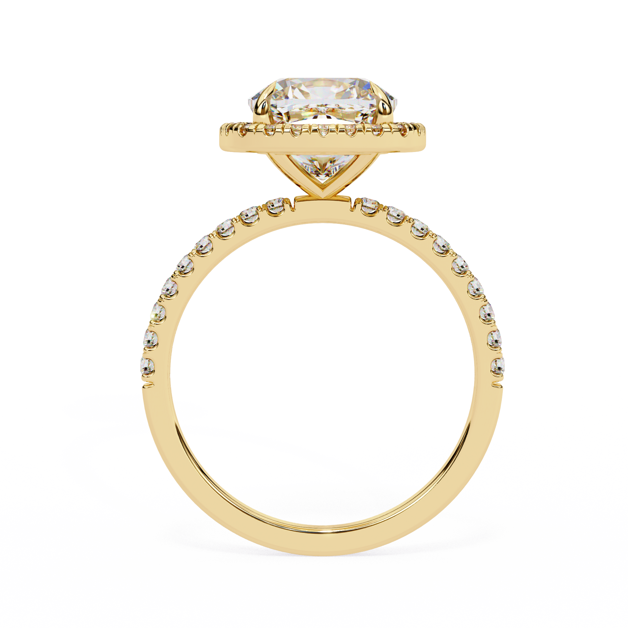 2.09 Carat Cushion Cut Lab Grown Diamond Halo Engagement Ring