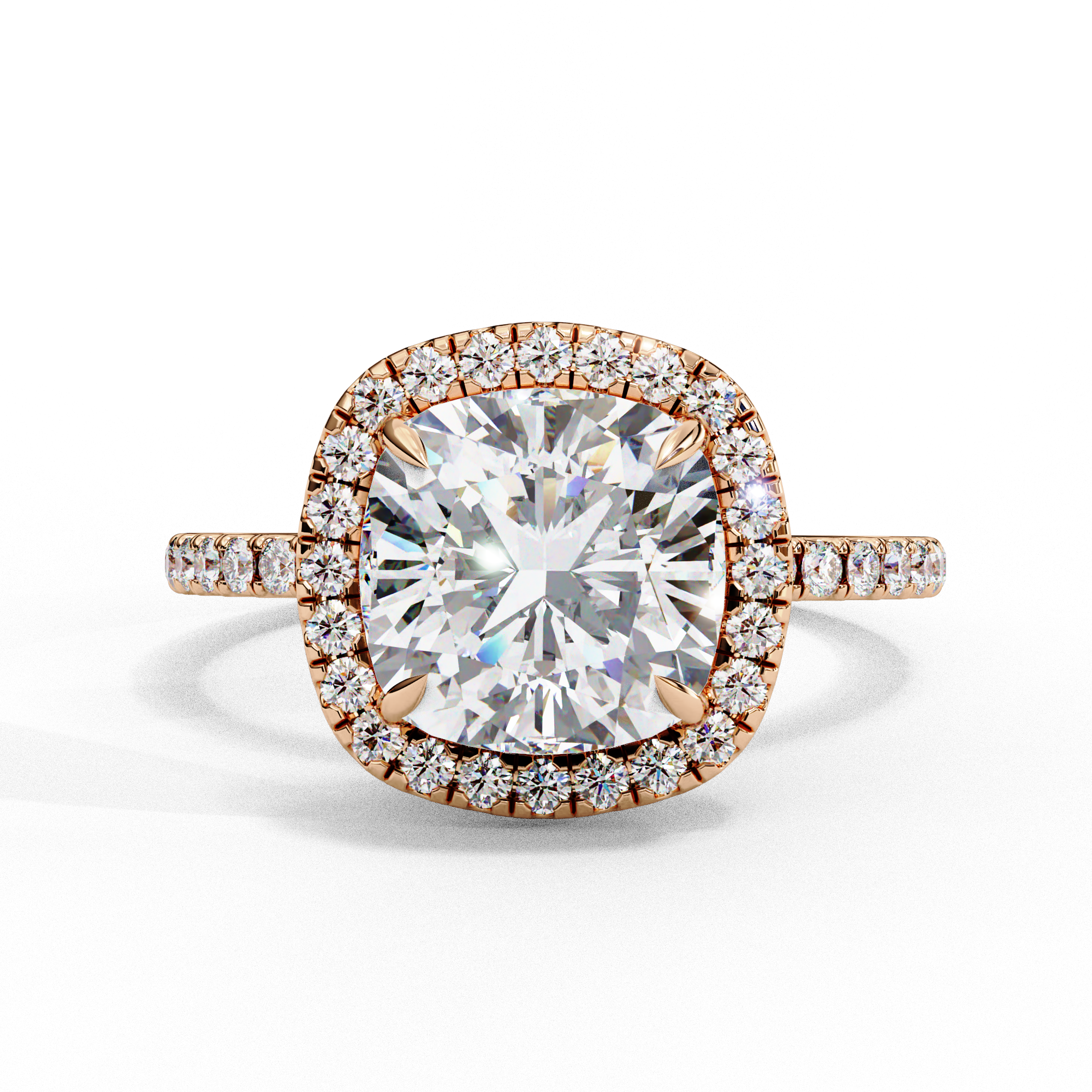2.09 Carat Cushion Cut Lab Grown Diamond Halo Engagement Ring
