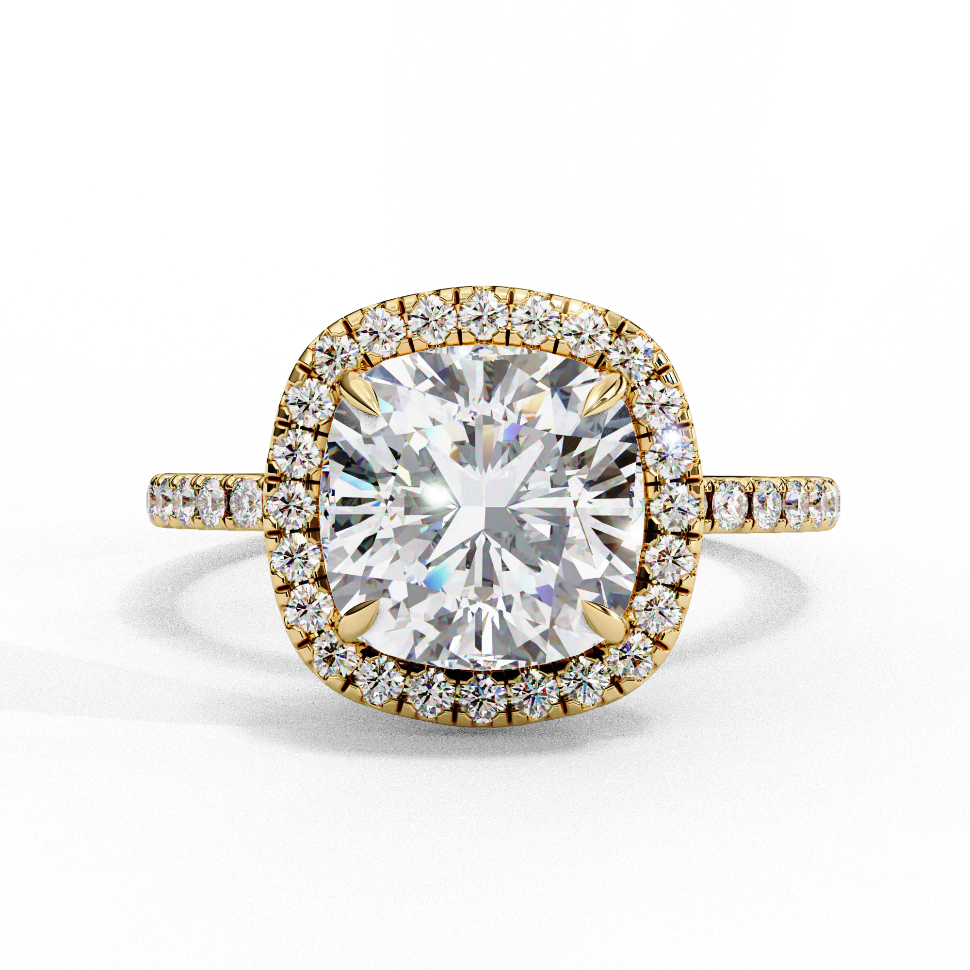 2.09 Carat Cushion Cut Lab Grown Diamond Halo Engagement Ring