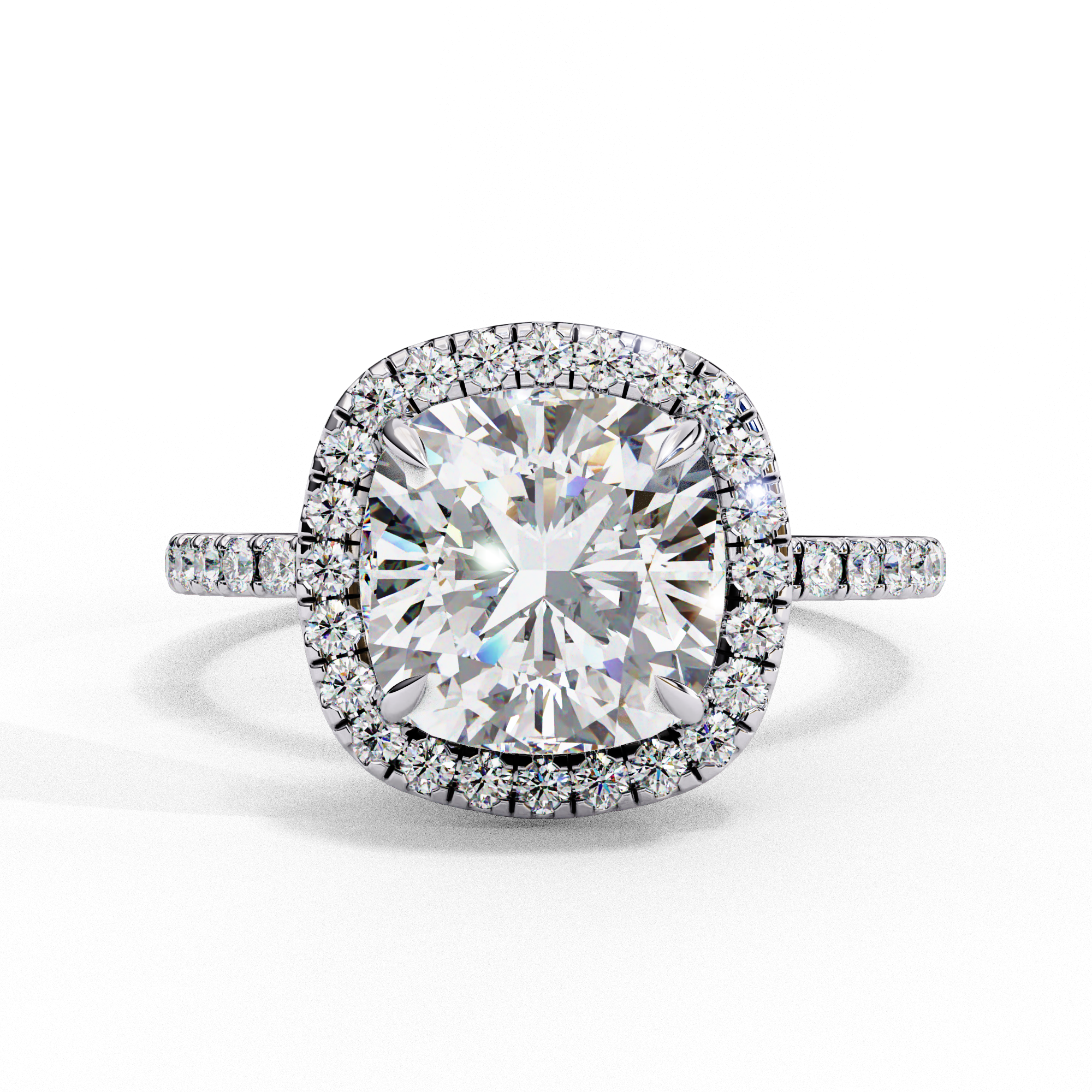 2.09 Carat Cushion Cut Lab Grown Diamond Halo Engagement Ring