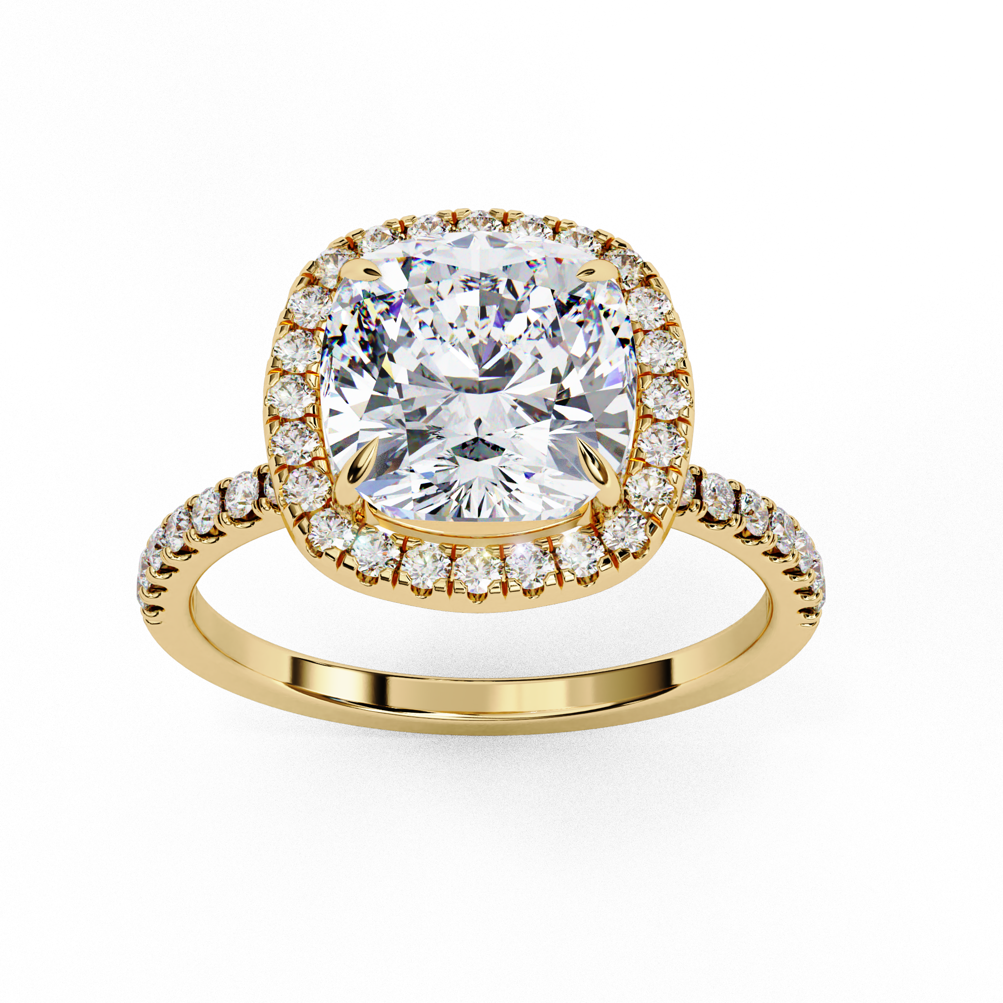 2.09 Carat Cushion Cut Lab Grown Diamond Halo Engagement Ring