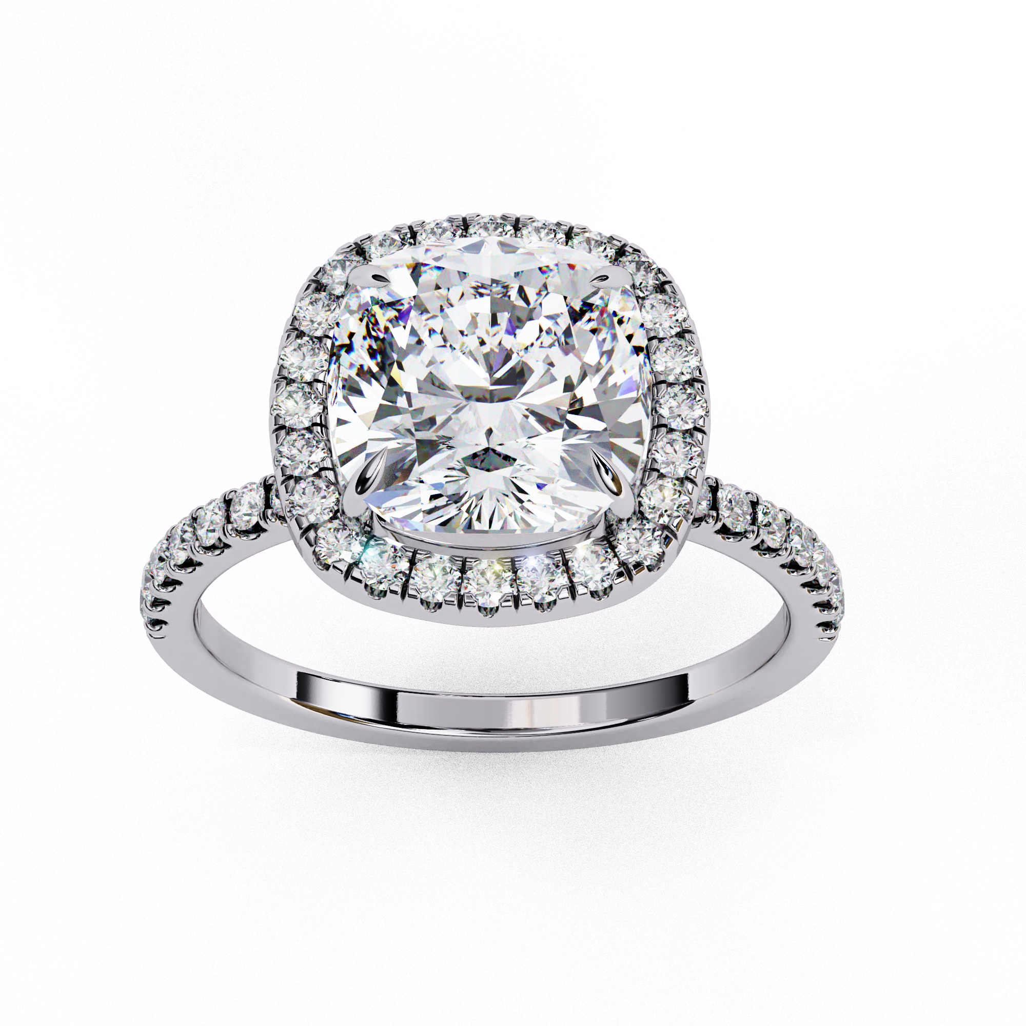 2.09 Carat Cushion Cut Lab Grown Diamond Halo Engagement Ring