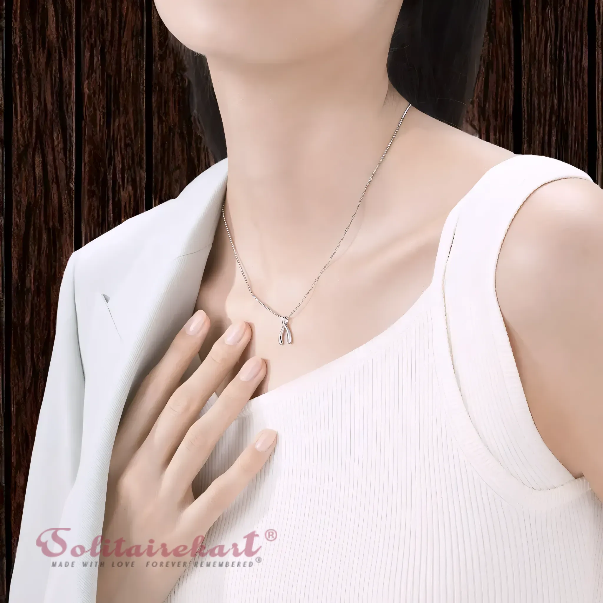 Solitairekart Wishbone Platinum Pendant 1.198gm Weight For Woman.