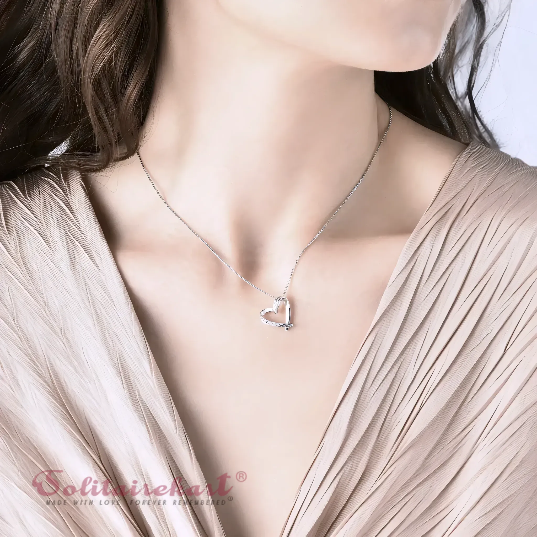 Solitairekart Resemble A Ribbon Platinum Pendant 1.497gm Weight For Woman.