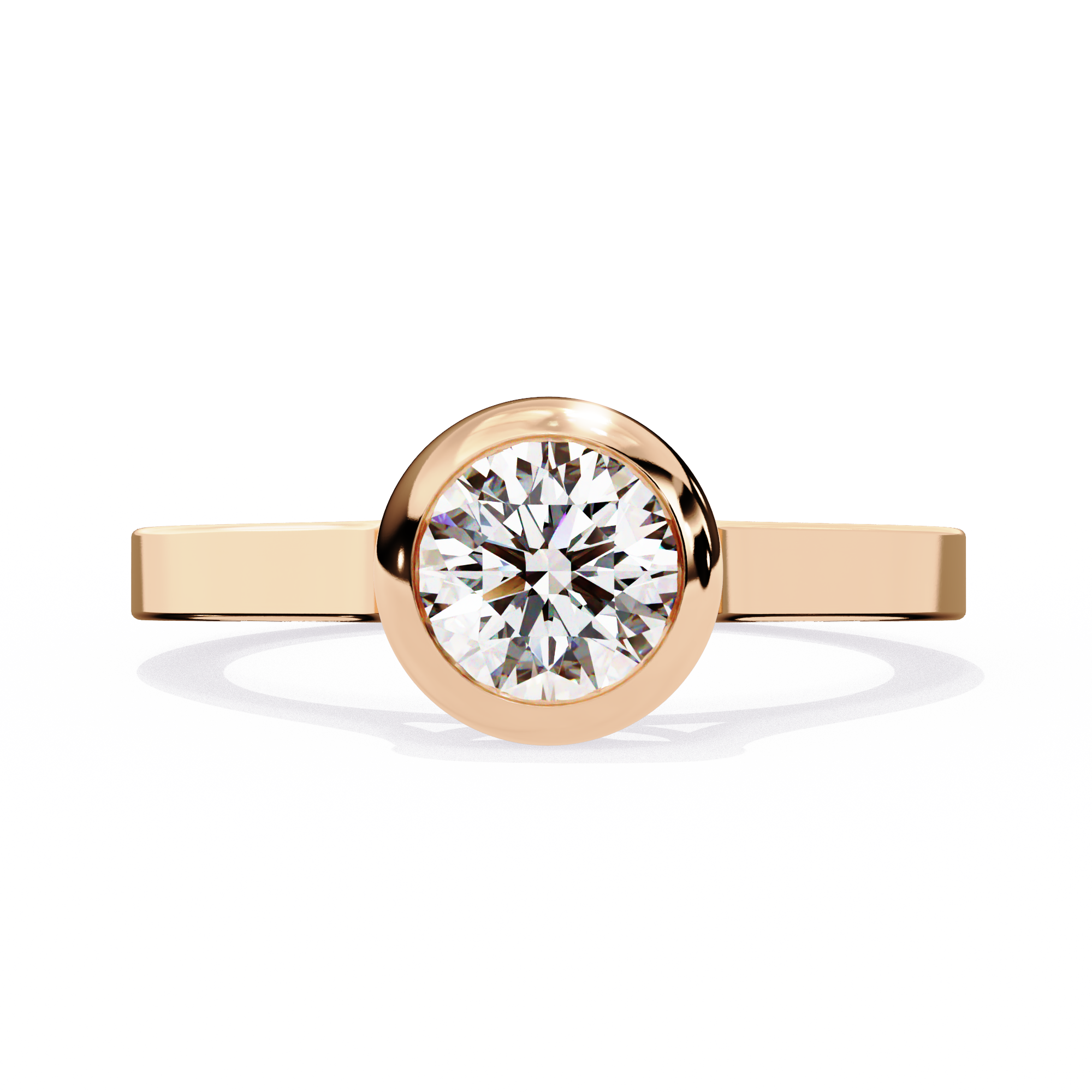 0.64 Carat Round Shape Lab Grown Diamond Bezel Engagement Ring