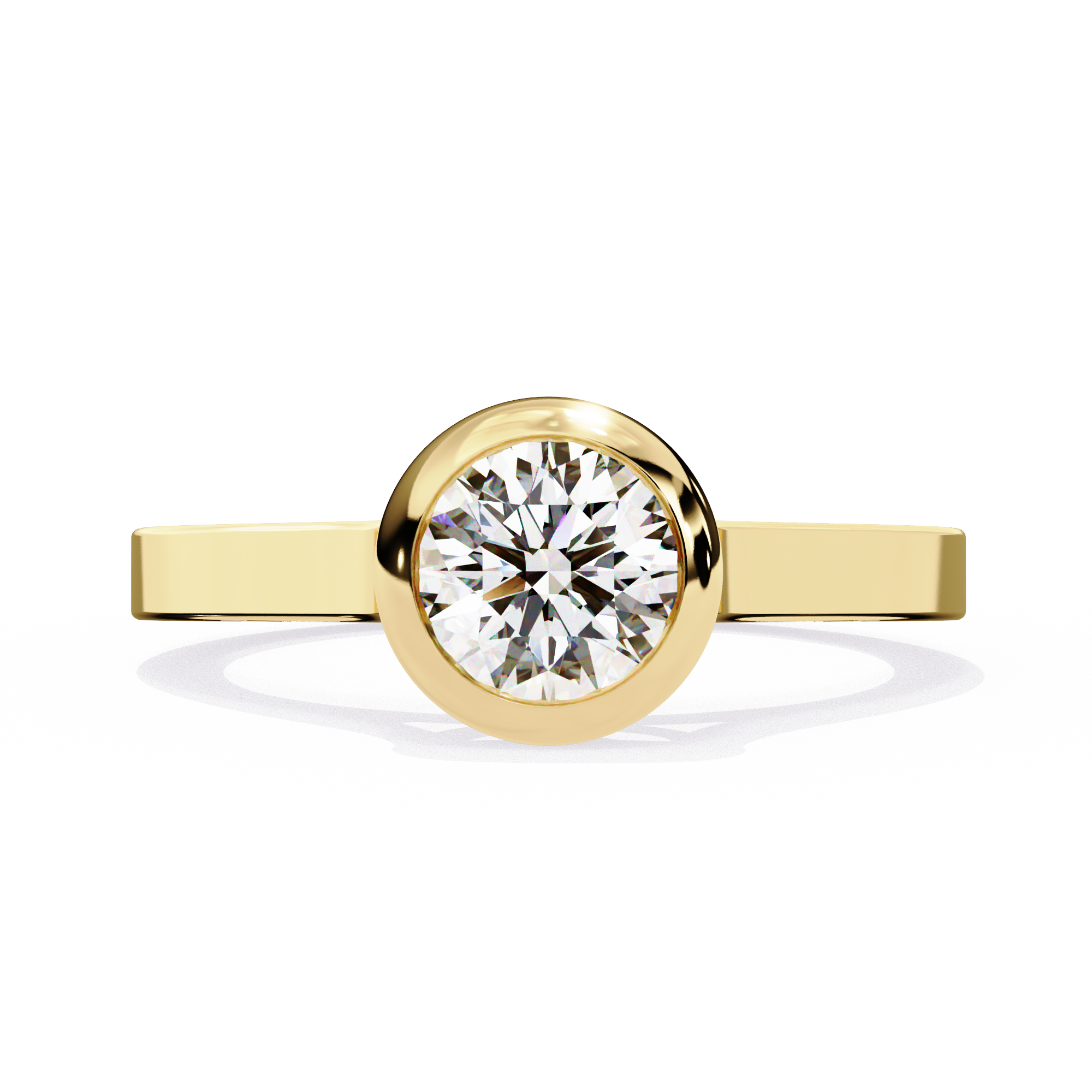 0.64 Carat Round Shape Lab Grown Diamond Bezel Engagement Ring