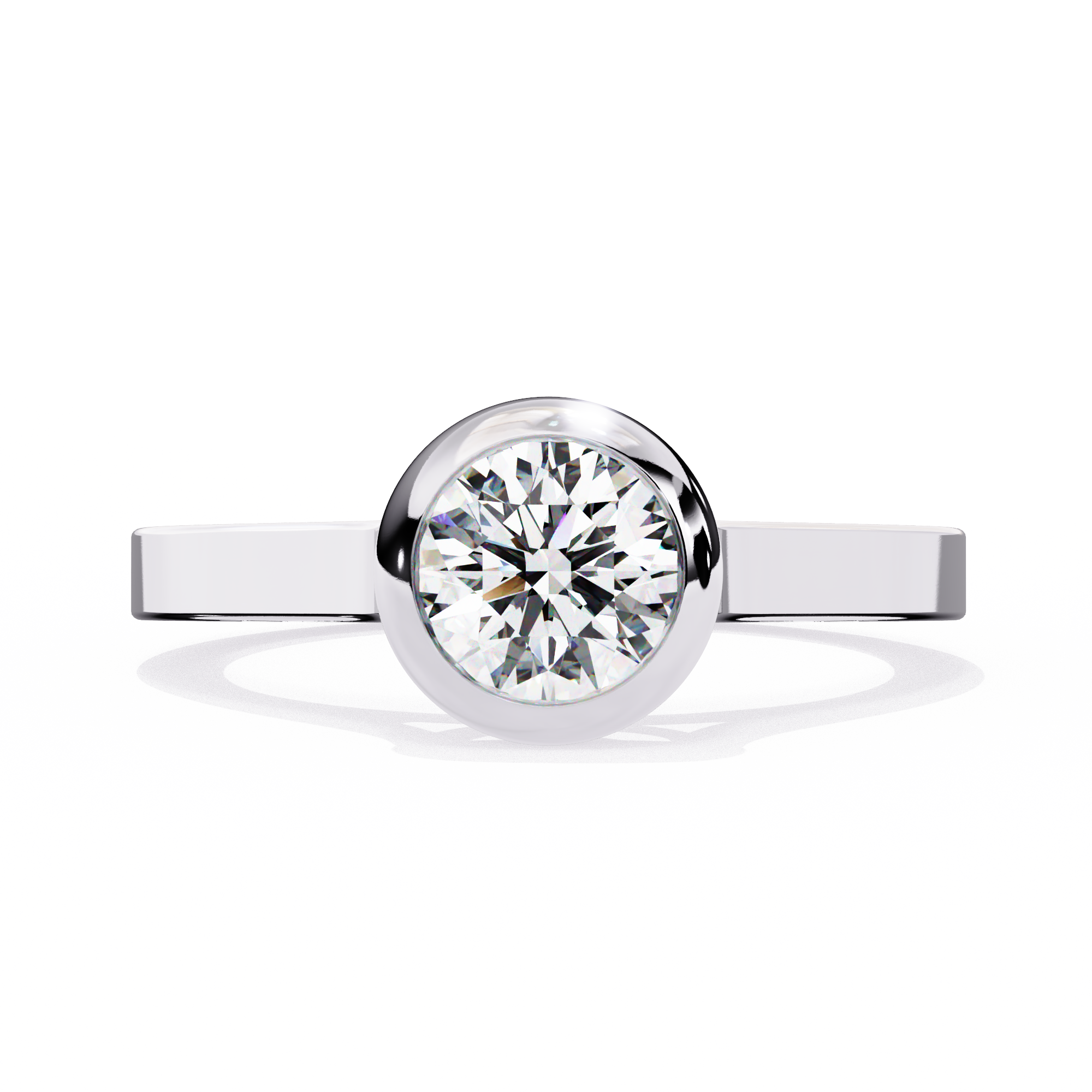0.64 Carat Round Shape Lab Grown Diamond Bezel Engagement Ring