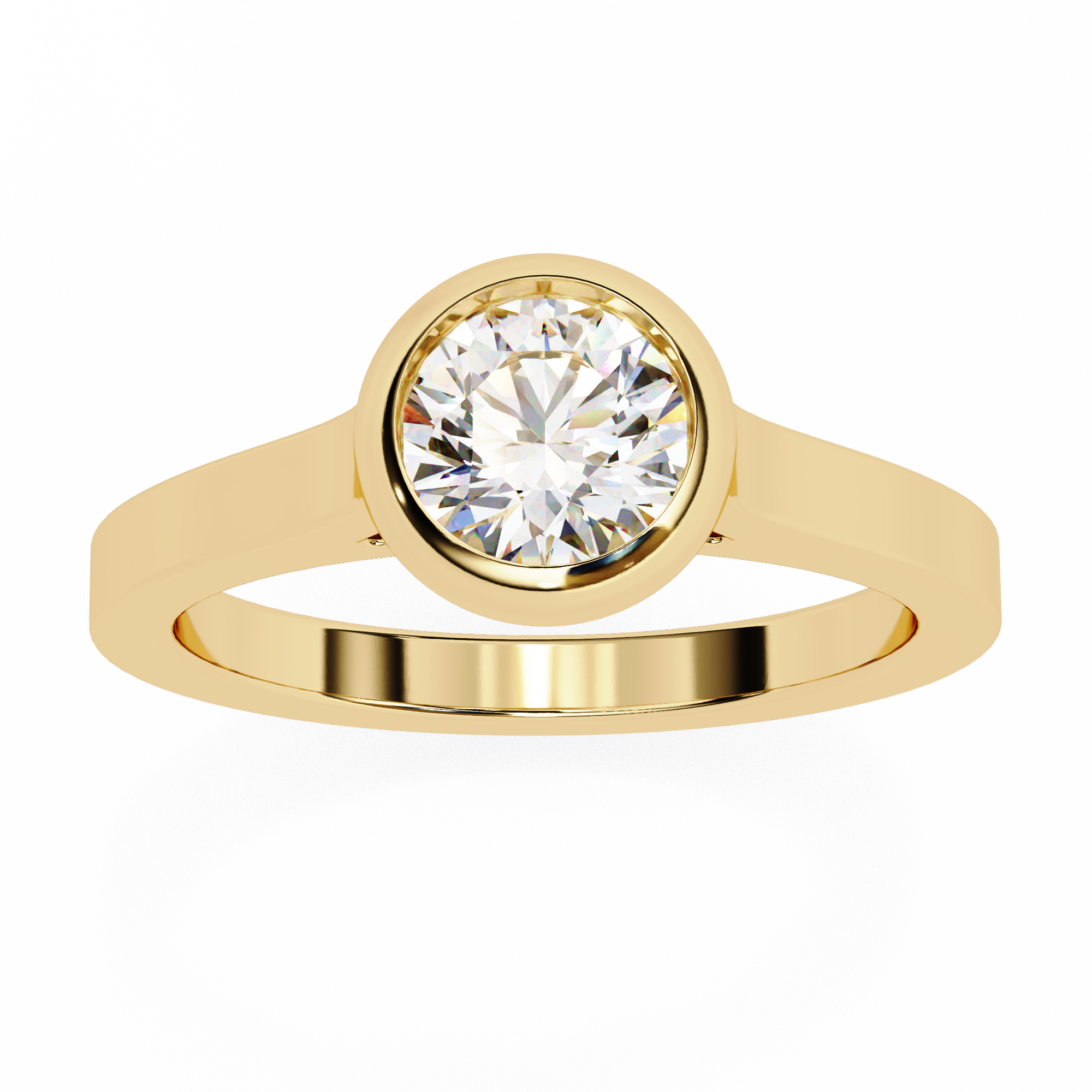 0.64 Carat Round Shape Lab Grown Diamond Bezel Engagement Ring