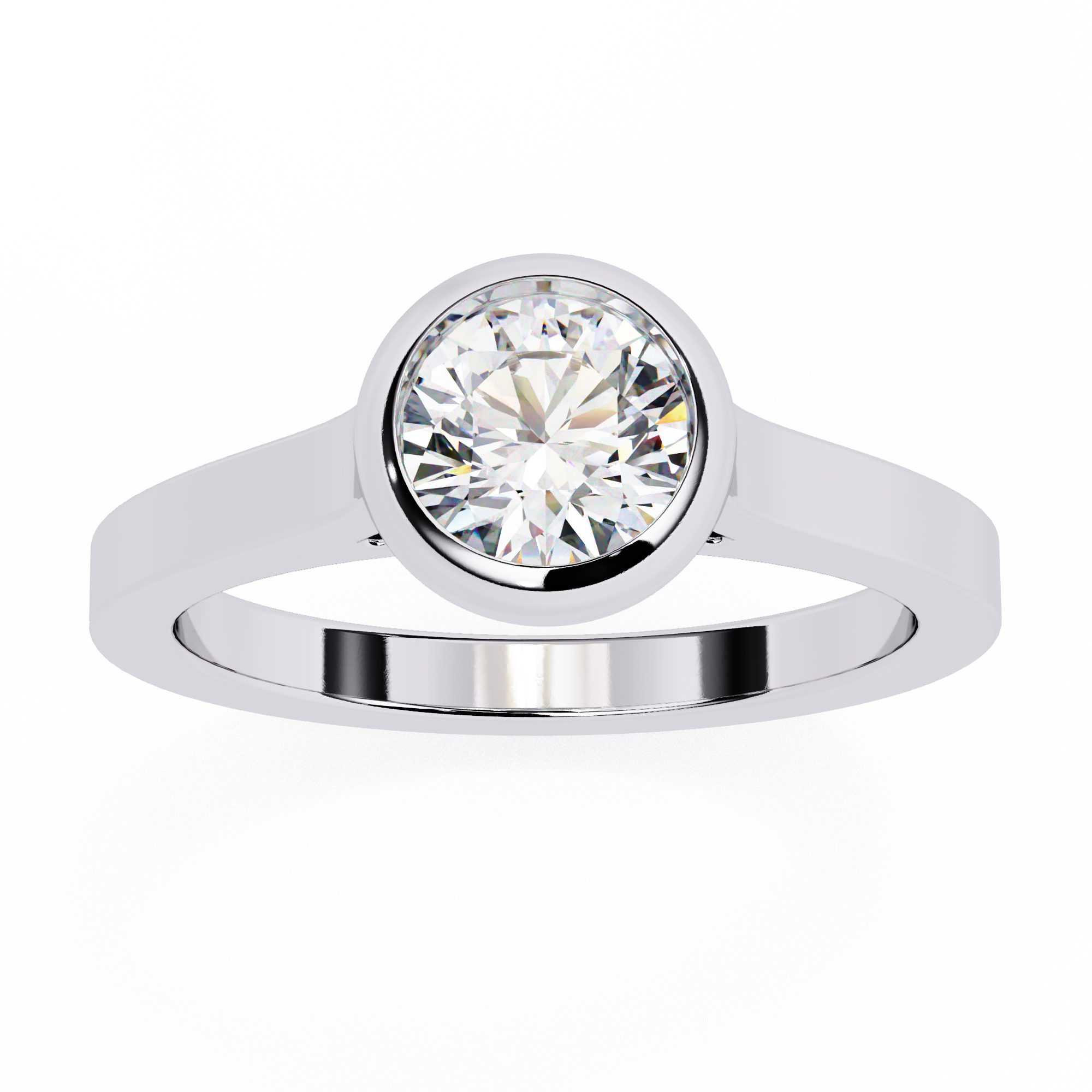 0.64 Carat Round Shape Lab Grown Diamond Bezel Engagement Ring