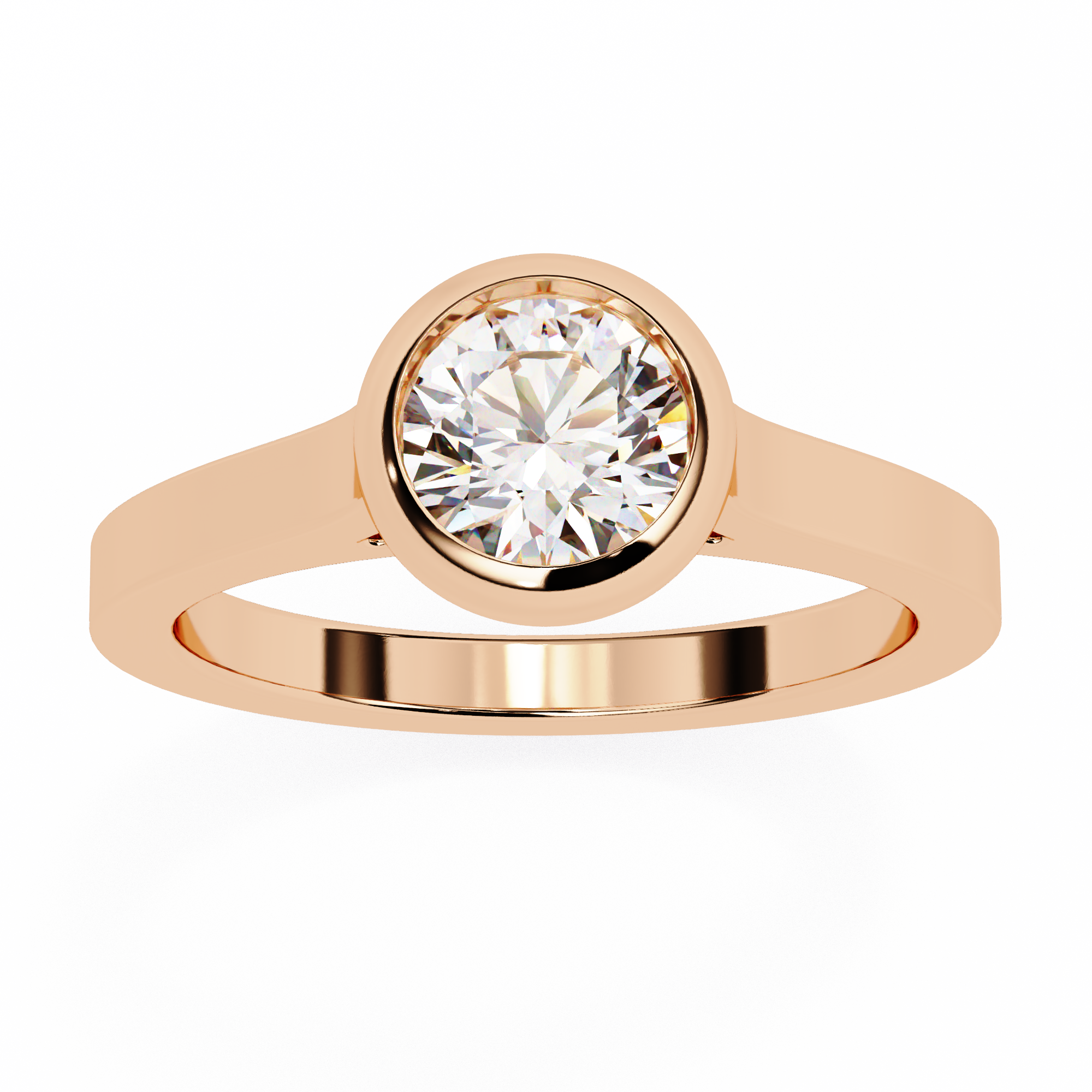 0.64 Carat Round Shape Lab Grown Diamond Bezel Engagement Ring