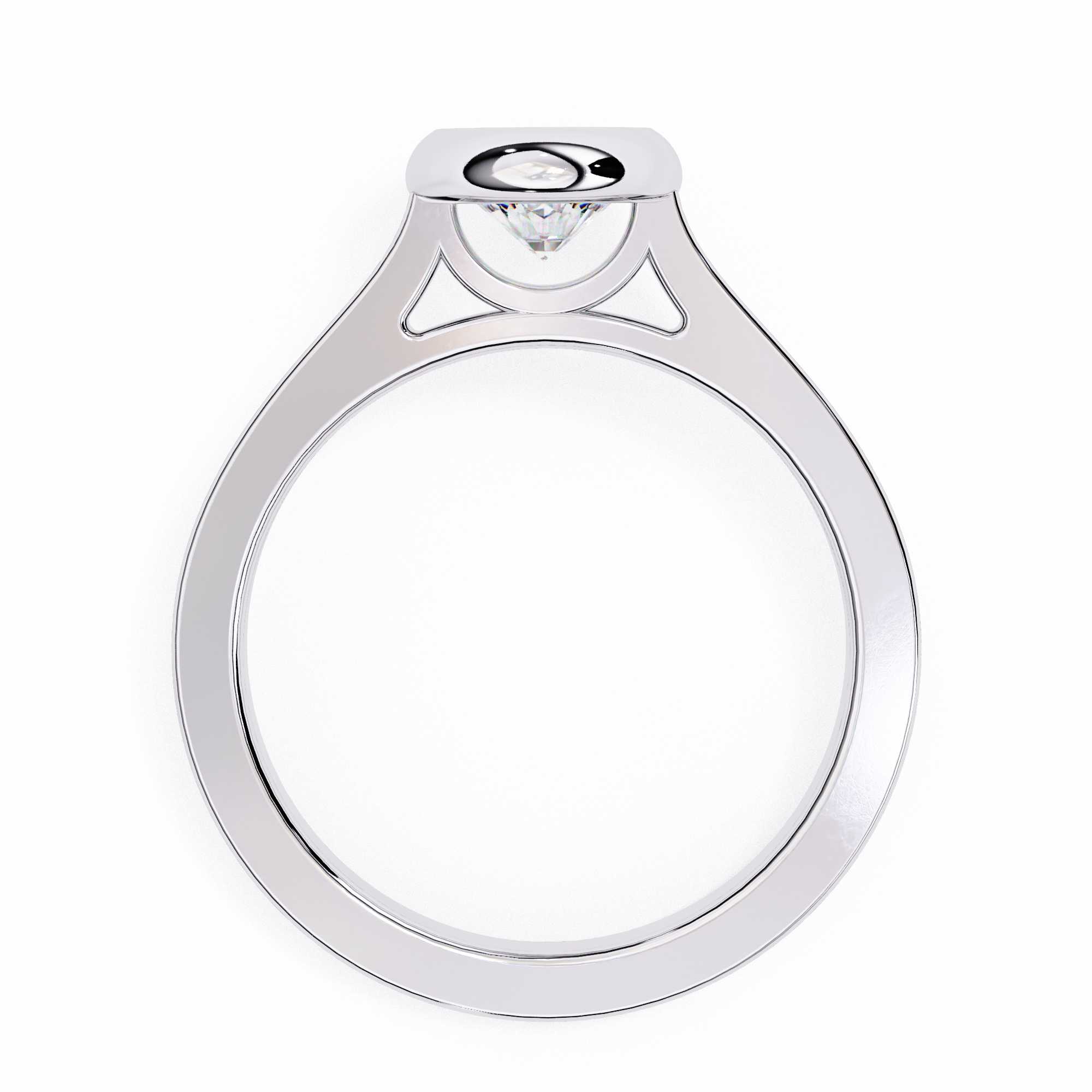 0.64 Carat Round Shape Lab Grown Diamond Bezel Engagement Ring