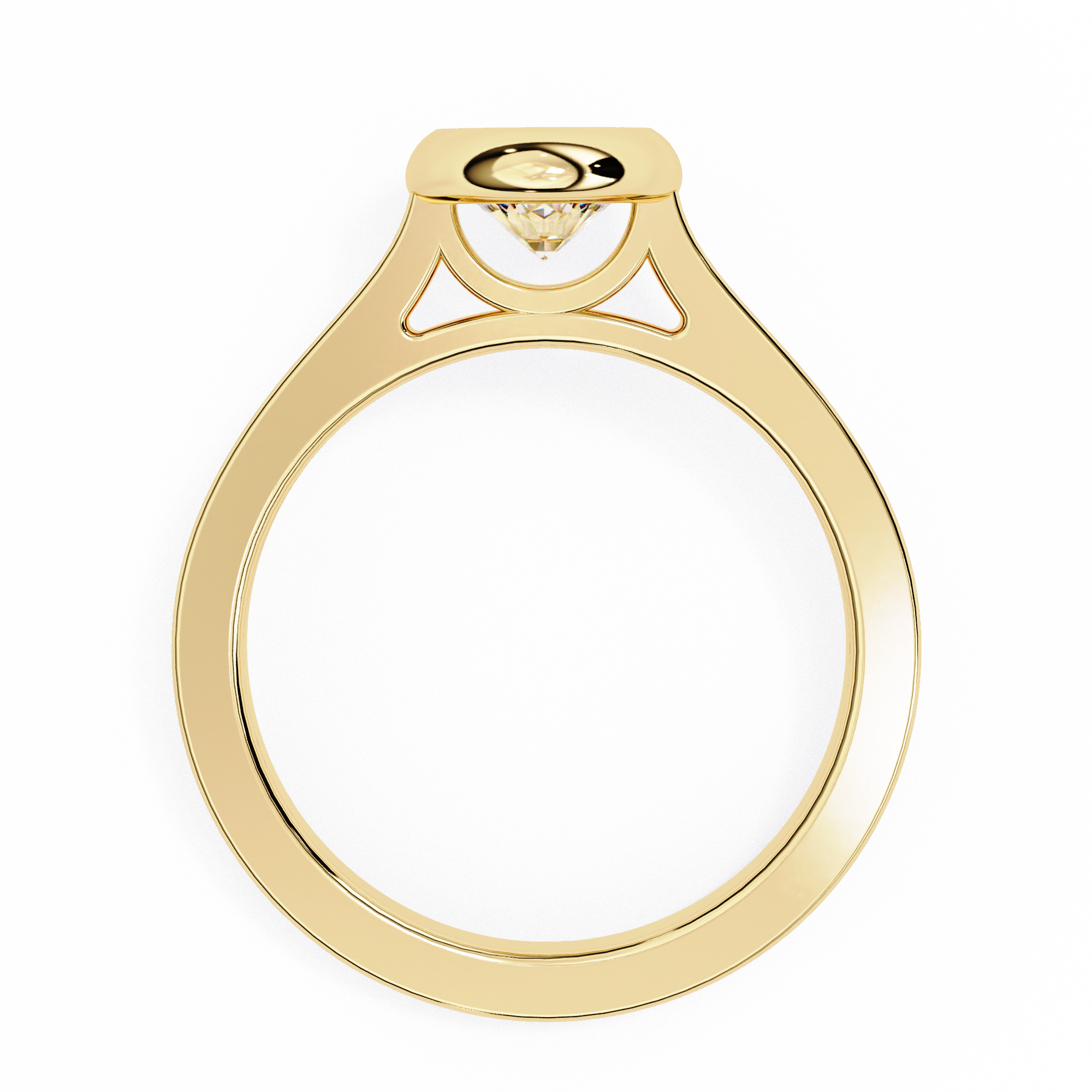 0.64 Carat Round Shape Lab Grown Diamond Bezel Engagement Ring