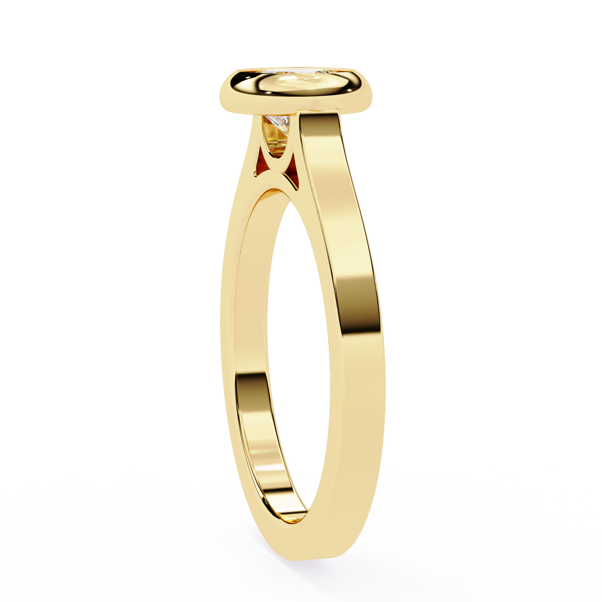 0.64 Carat Round Shape Lab Grown Diamond Bezel Engagement Ring