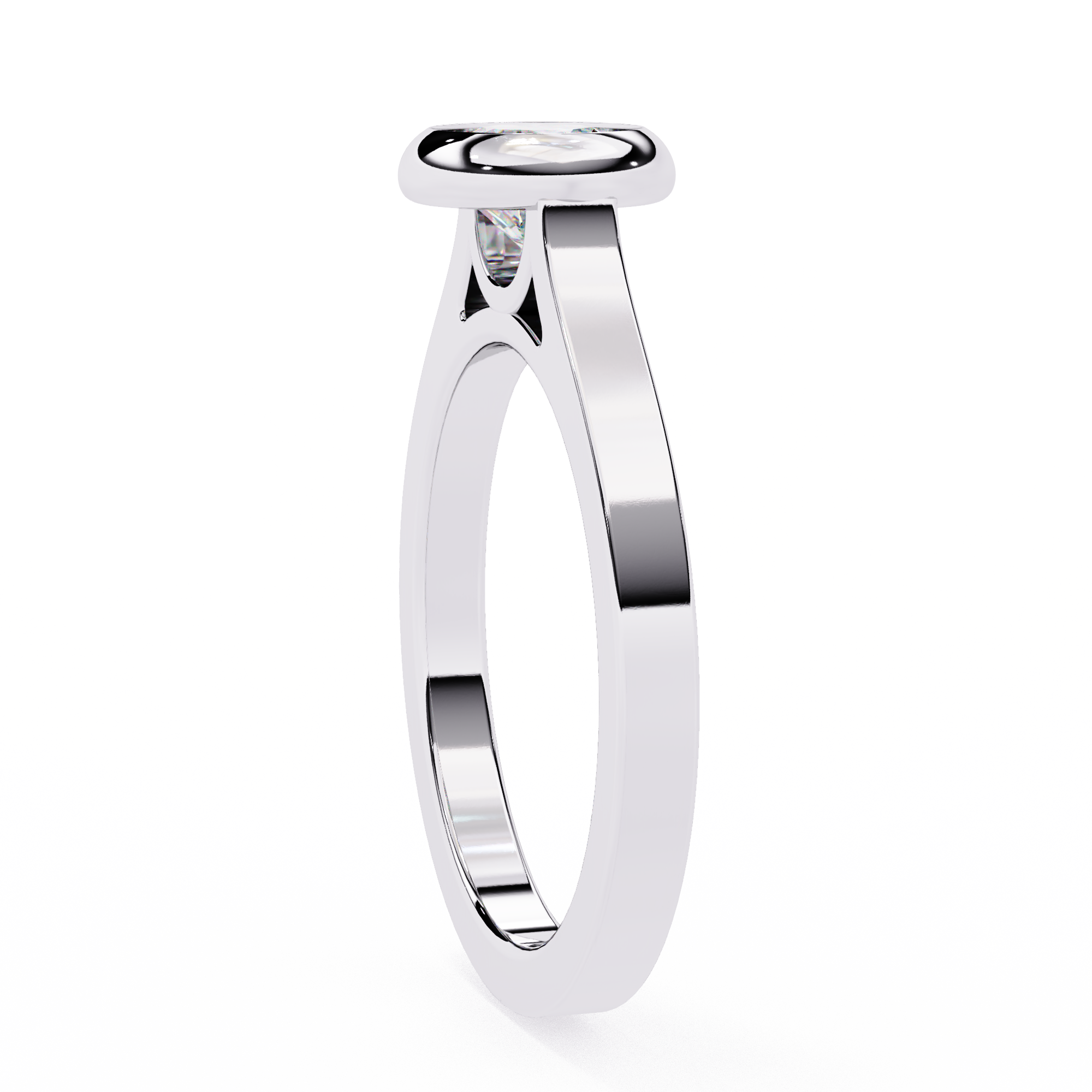 0.64 Carat Round Shape Lab Grown Diamond Bezel Engagement Ring