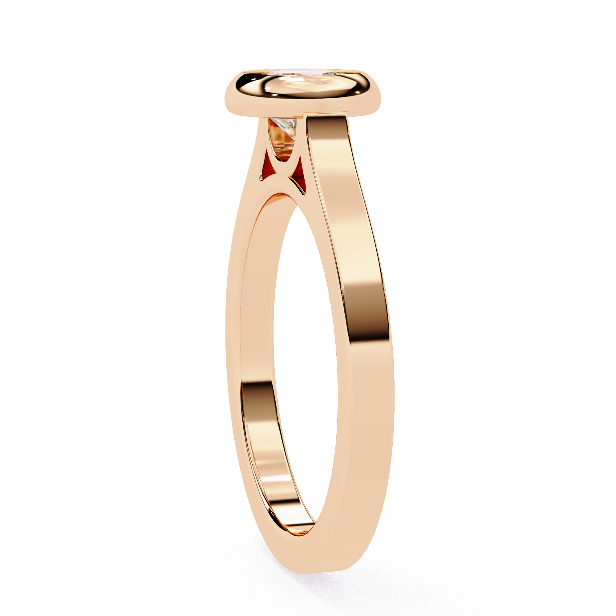 0.64 Carat Round Shape Lab Grown Diamond Bezel Engagement Ring