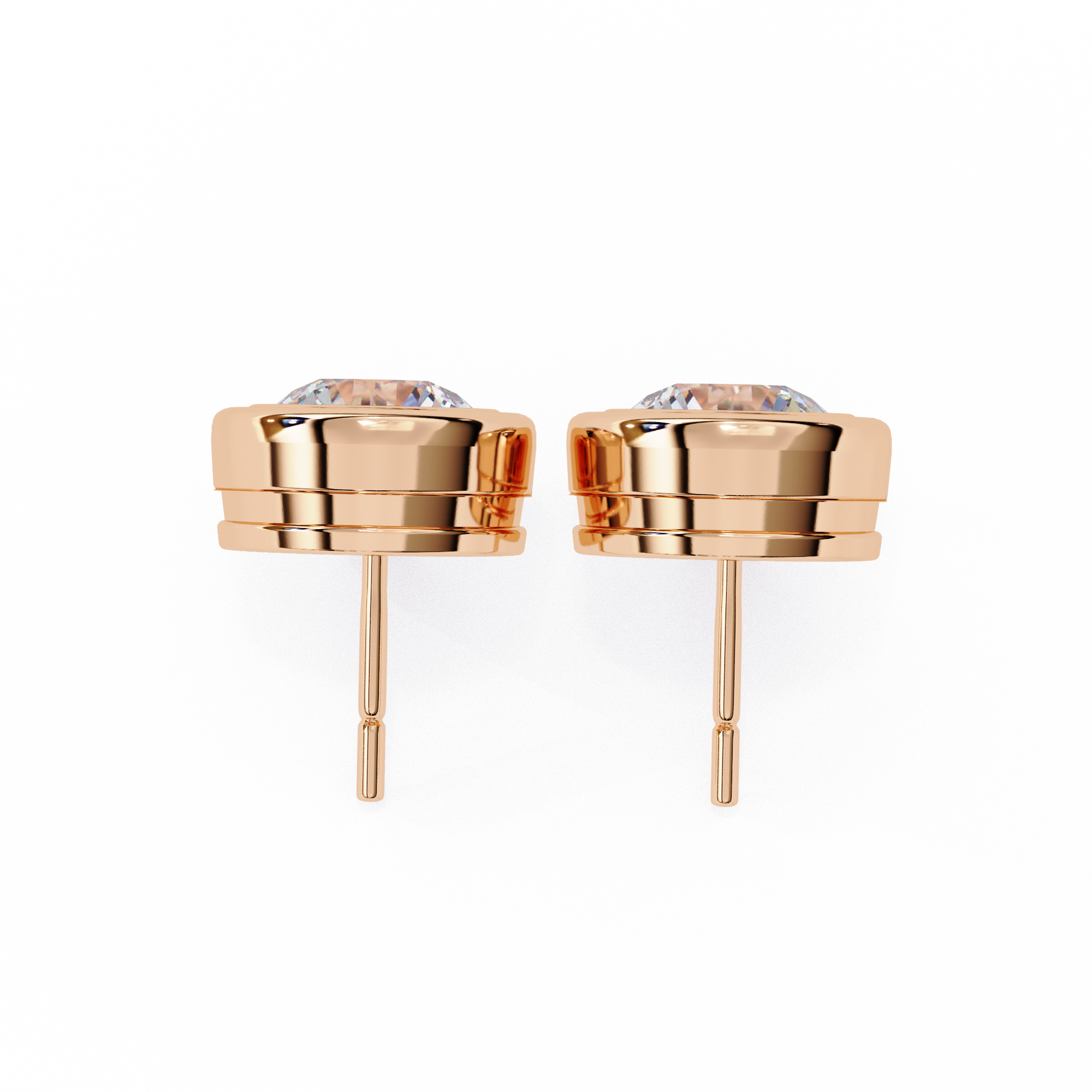 Signature Bezel 2.57ct F/VS1 Round Lab-Grown Diamond Stud Earrings