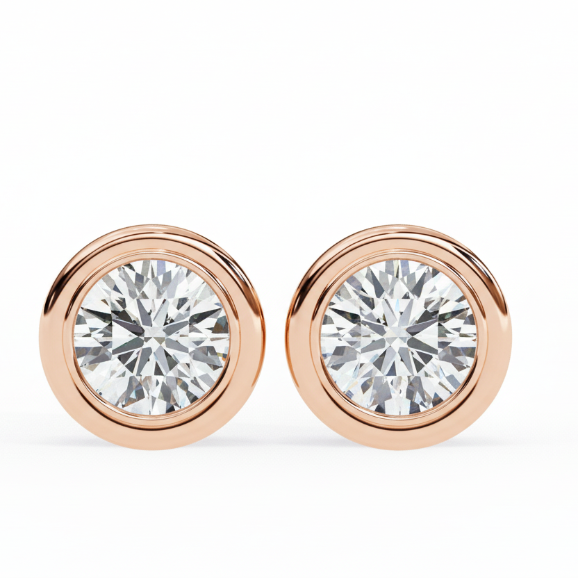 Signature Bezel 2.57ct F/VS1 Round Lab-Grown Diamond Stud Earrings