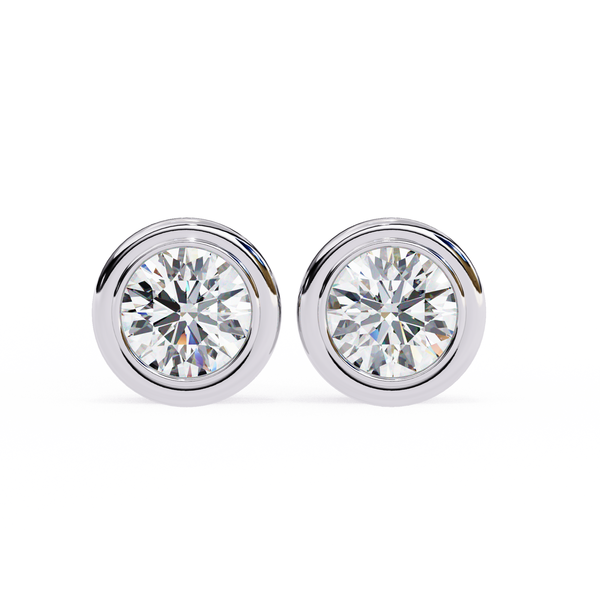 Signature Bezel 2.57ct F/VS1 Round Lab-Grown Diamond Stud Earrings