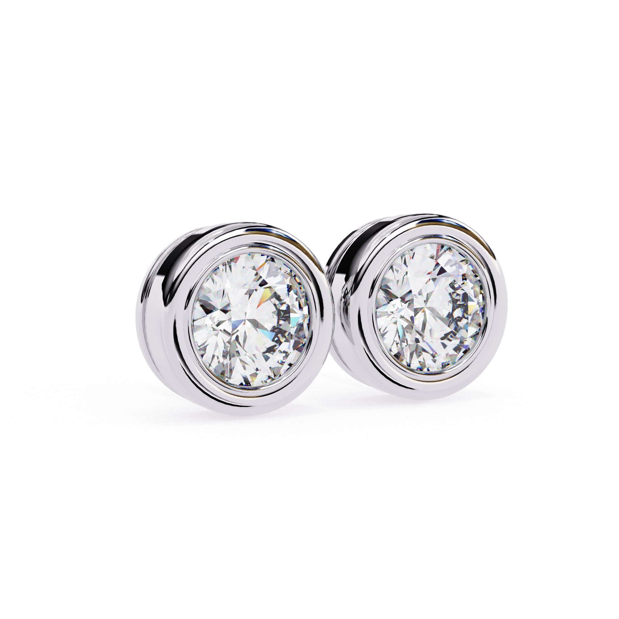 Signature Bezel 2.57ct F/VS1 Round Lab-Grown Diamond Stud Earrings
