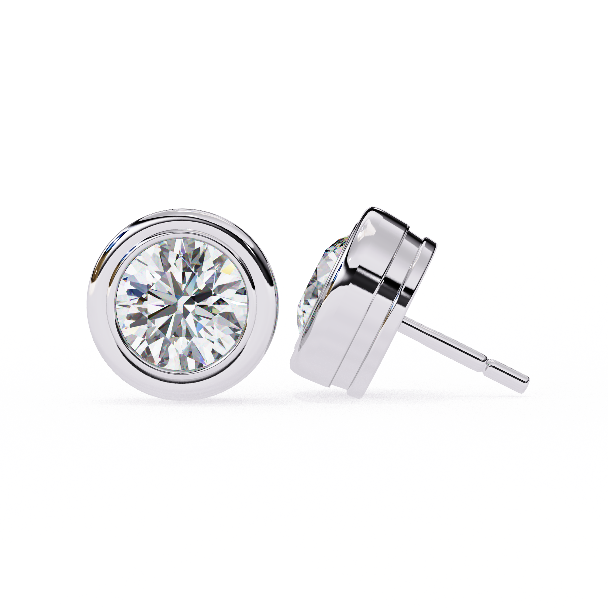 Signature Bezel 2.57ct F/VS1 Round Lab-Grown Diamond Stud Earrings