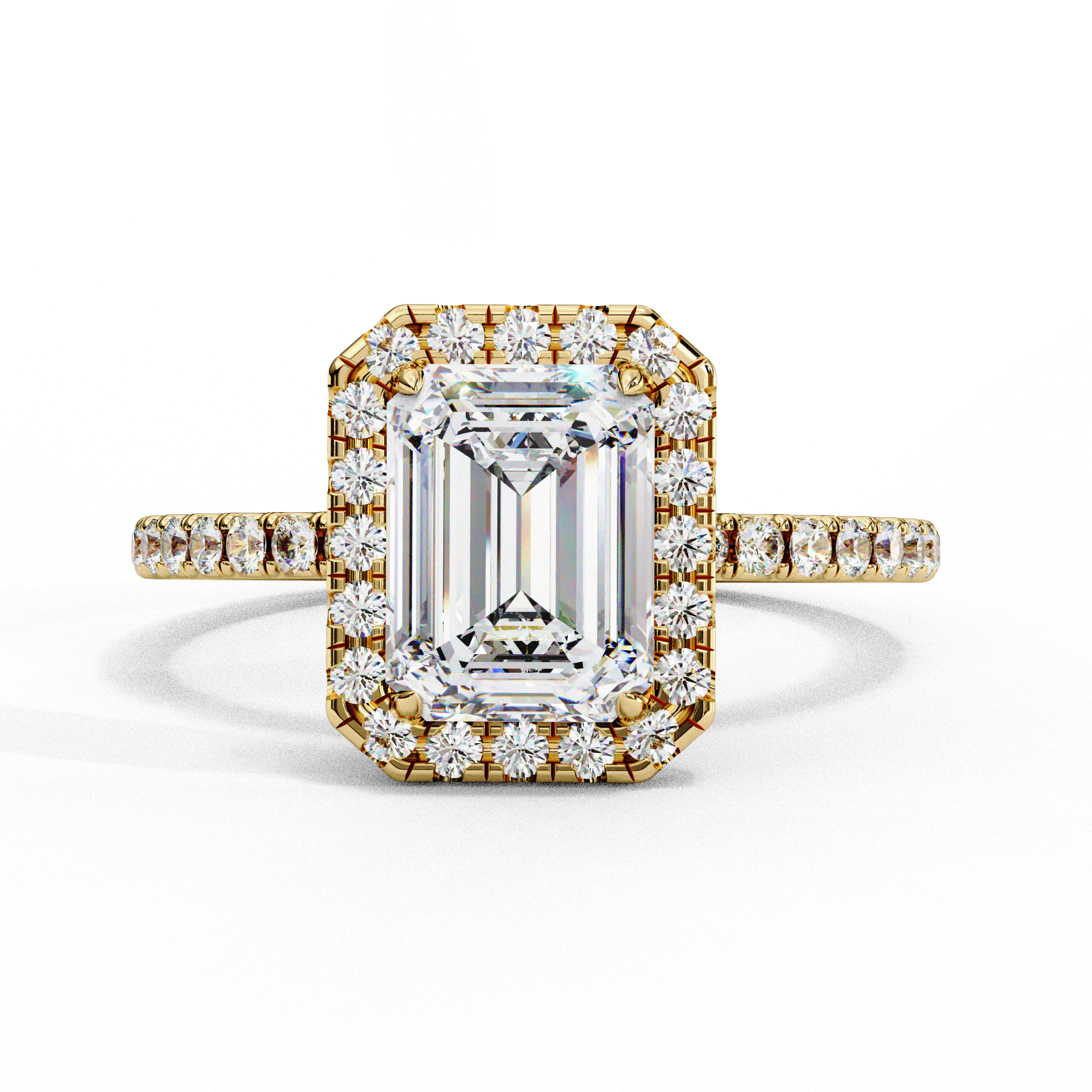 2.01 CT Emerald Cut Lab Diamond Halo Ring – Vintage Style