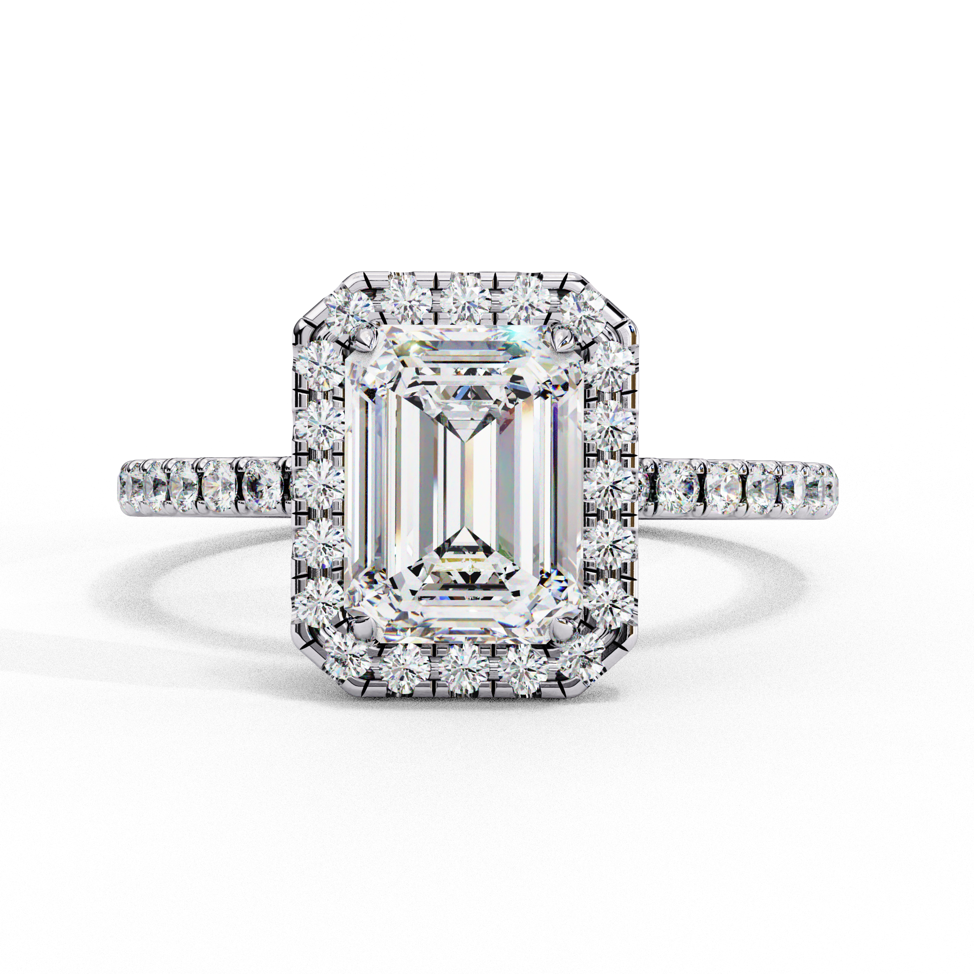 2.01 CT Emerald Cut Lab Diamond Halo Ring – Vintage Style