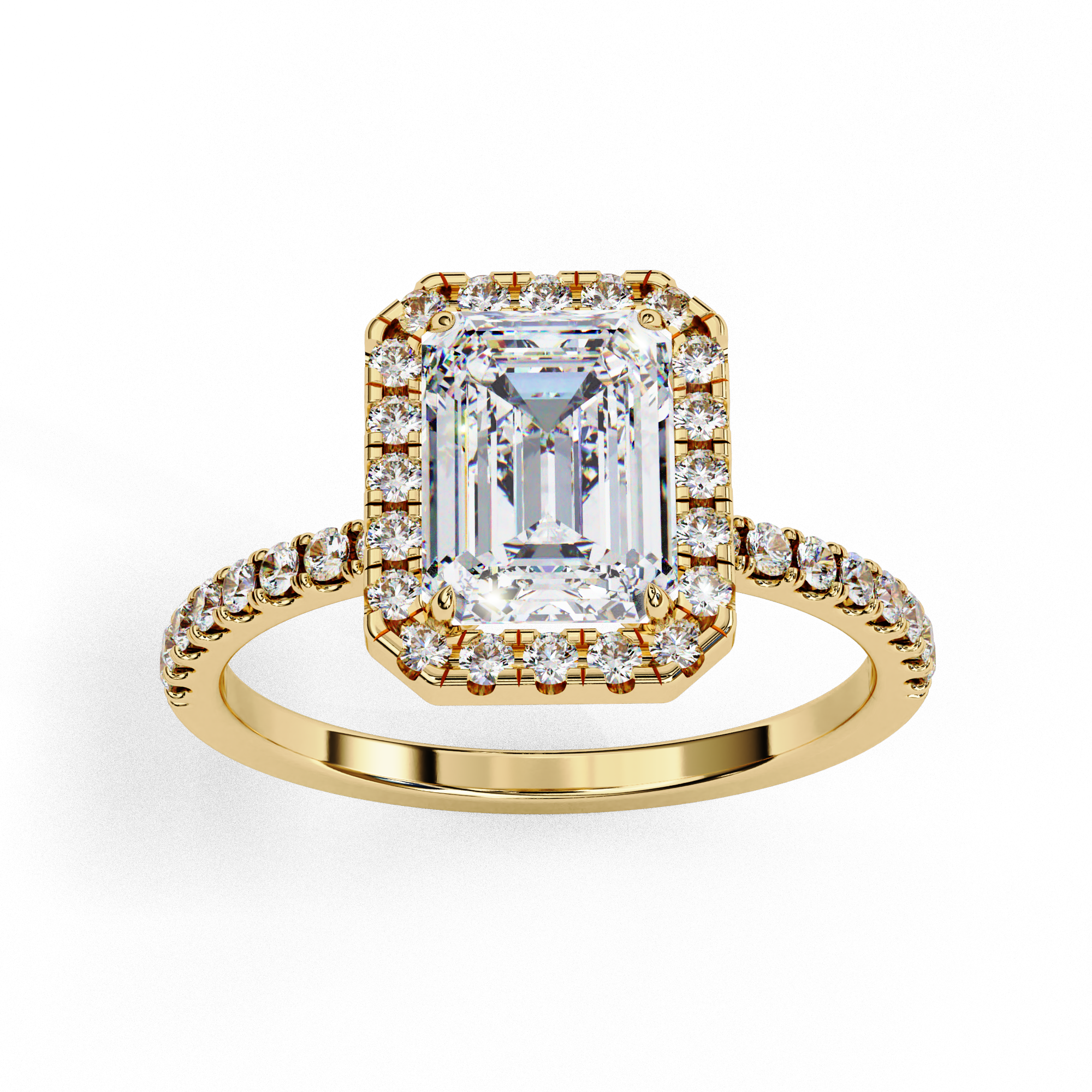 2.01 CT Emerald Cut Lab Diamond Halo Ring – Vintage Style