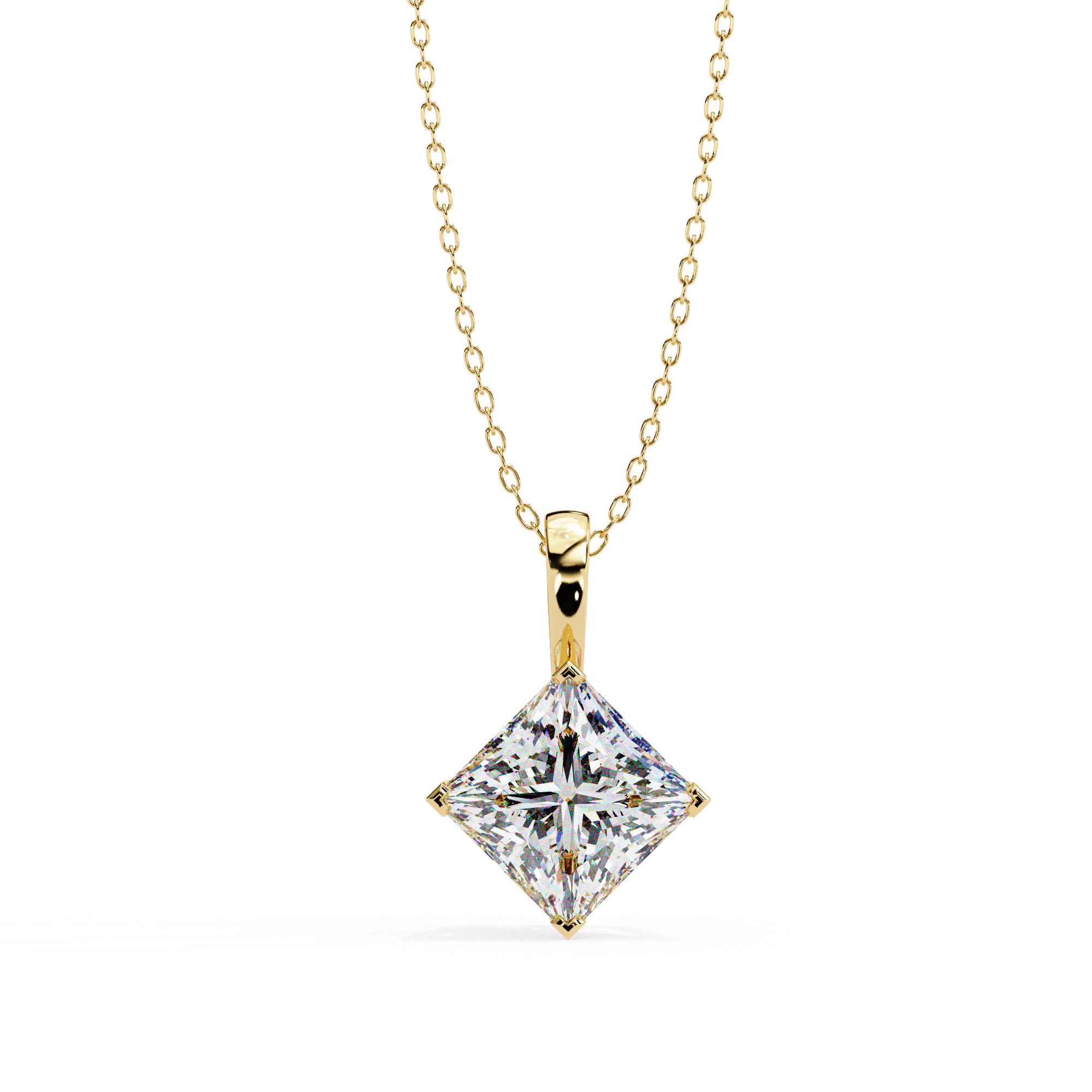 Solitairekart 2.87ct Tilted Princess-Cut Natural Diamond Solitaire Pendant-H Color, VS1 Clarity