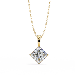 Solitairekart 2.87ct Tilted Princess-Cut Natural Diamond Solitaire Pendant-H Color, VS1 Clarity