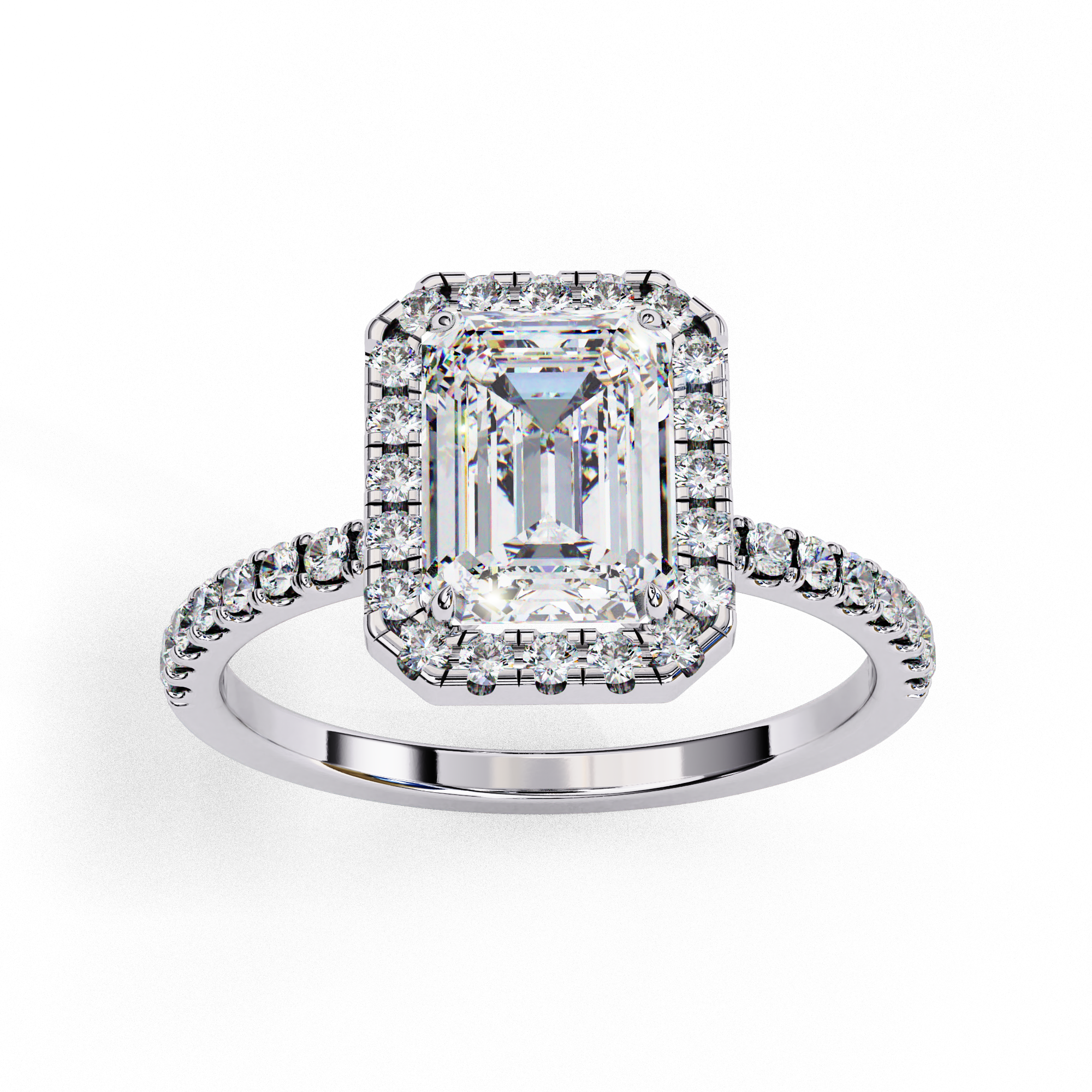 2.01 CT Emerald Cut Lab Diamond Halo Ring – Vintage Style