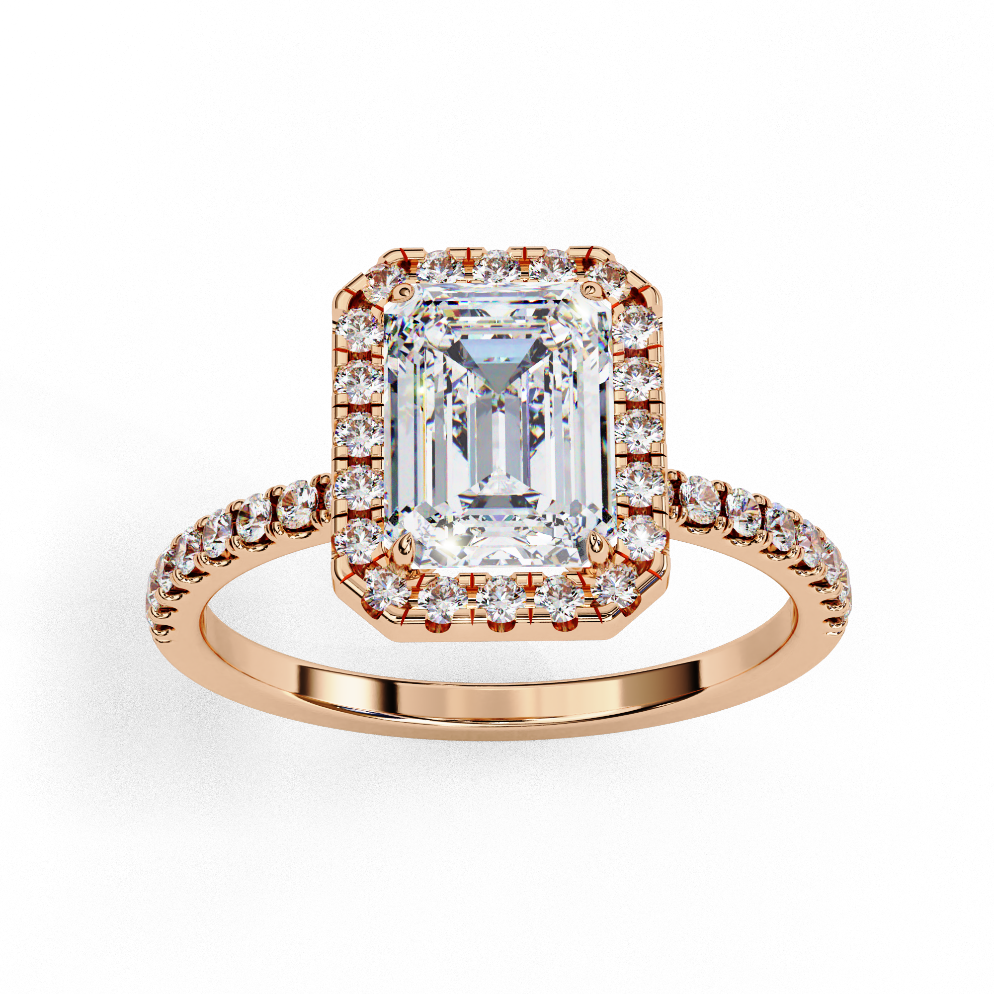 2.01 CT Emerald Cut Lab Diamond Halo Ring – Vintage Style