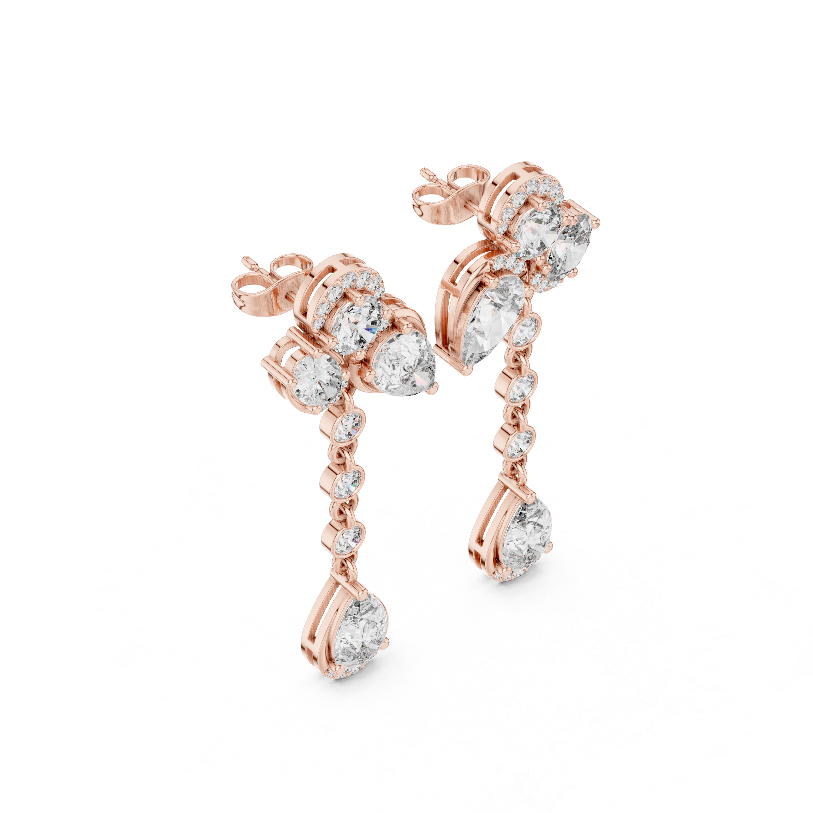 5.568ct Natural Diamond Multi-Shape Dangle Earrings – J Color, SI1 Clarity