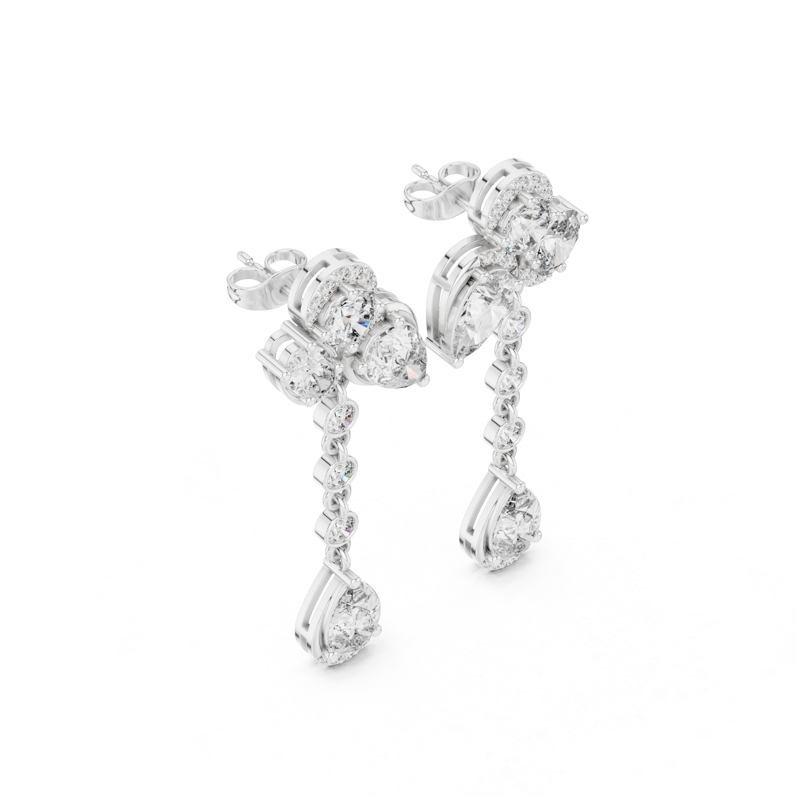 5.568ct Natural Diamond Multi-Shape Dangle Earrings – J Color, SI1 Clarity