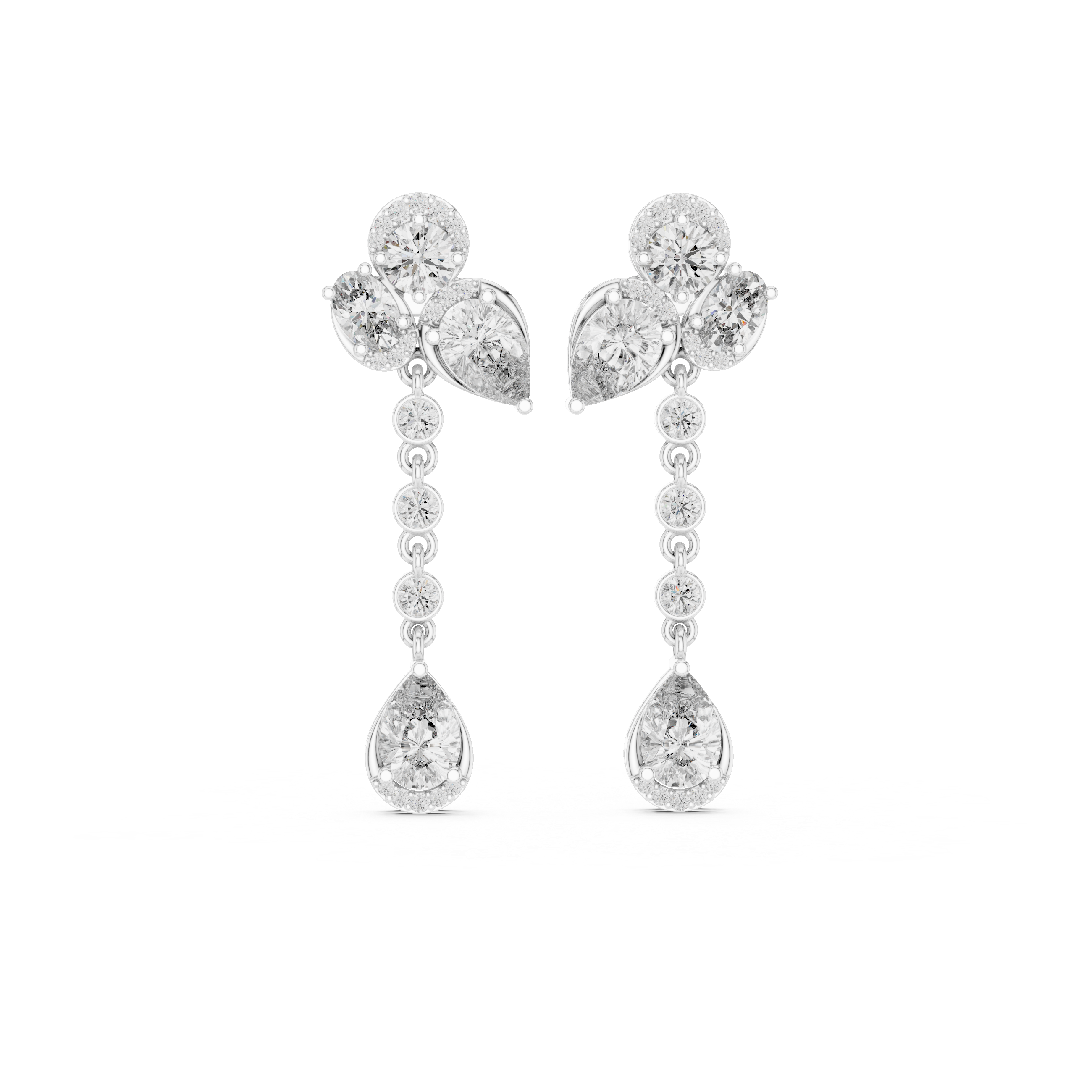 5.568ct Natural Diamond Multi-Shape Dangle Earrings – J Color, SI1 Clarity