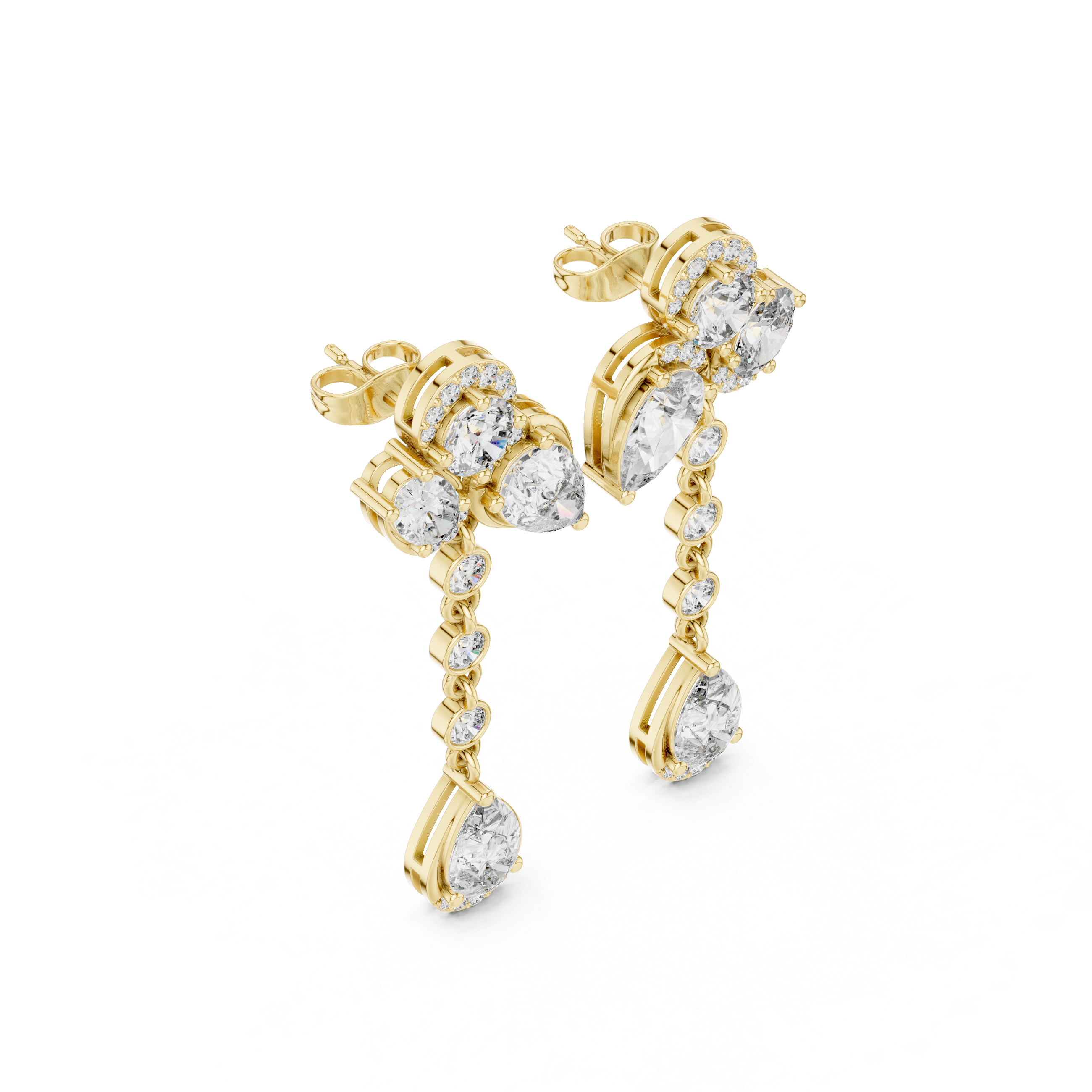 5.568ct Natural Diamond Multi-Shape Dangle Earrings – J Color, SI1 Clarity