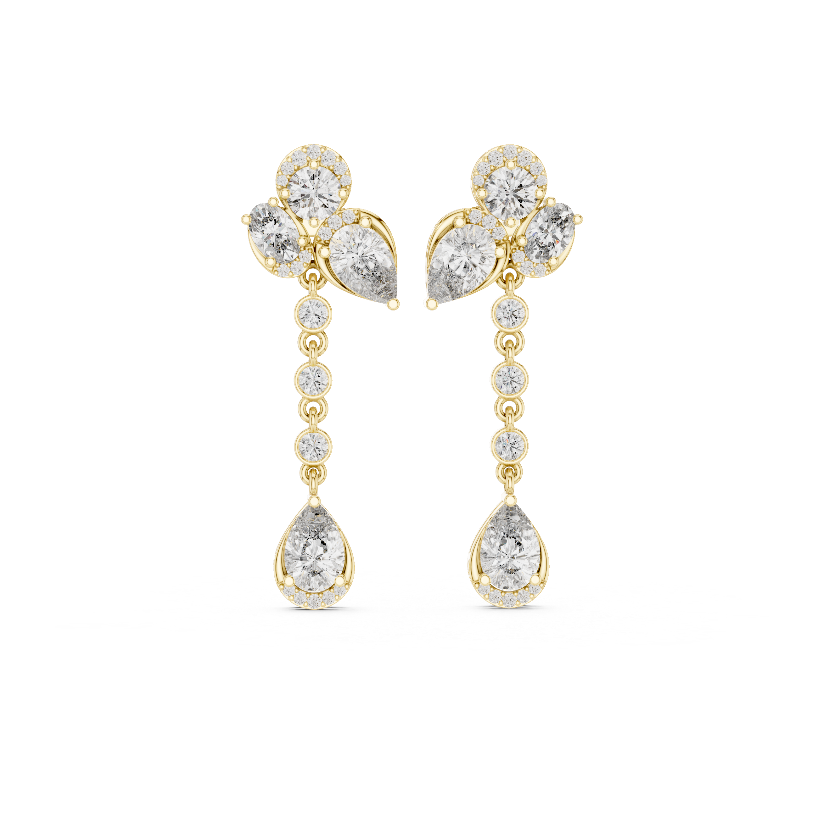 5.568ct Natural Diamond Multi-Shape Dangle Earrings – J Color, SI1 Clarity