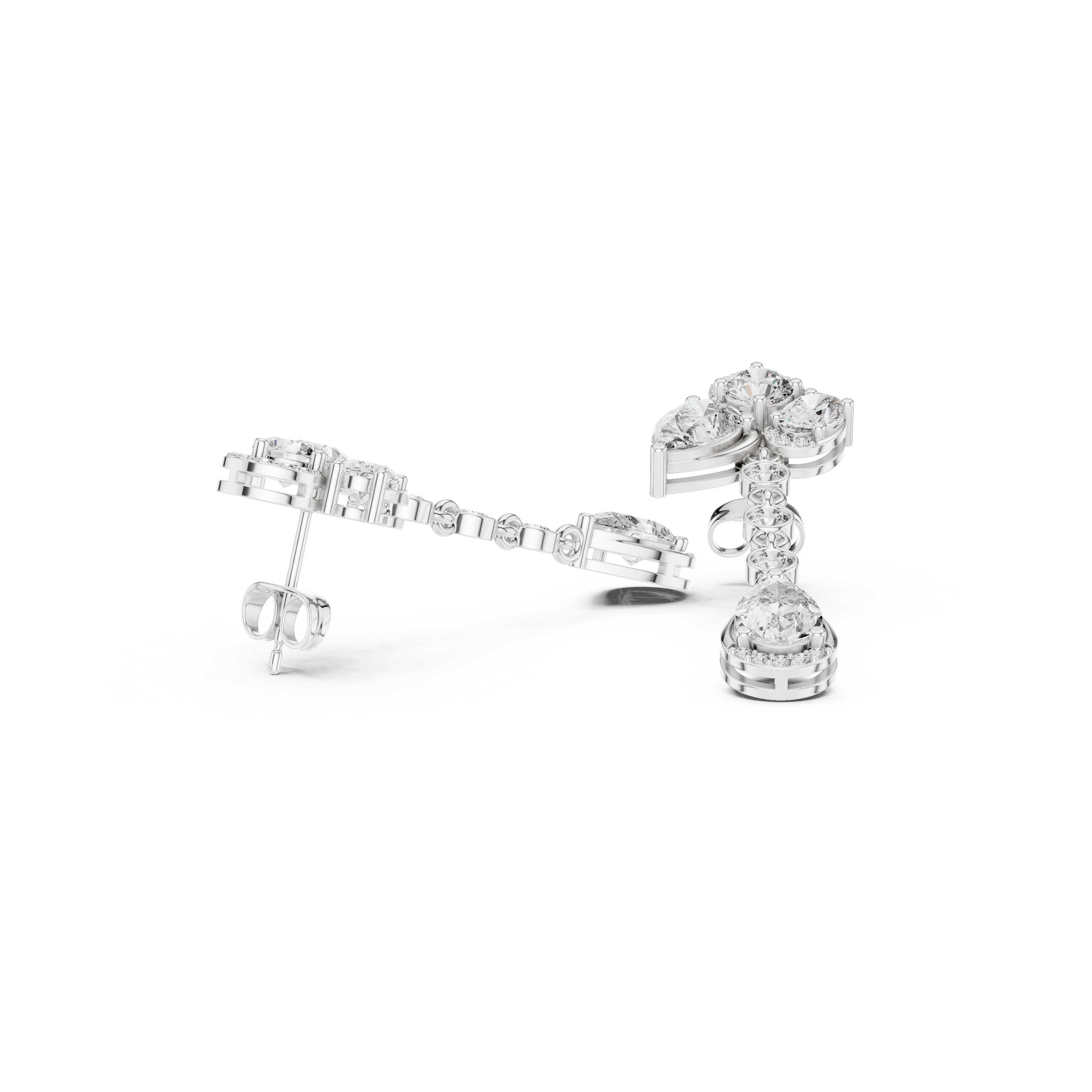 5.568ct Natural Diamond Multi-Shape Dangle Earrings – J Color, SI1 Clarity