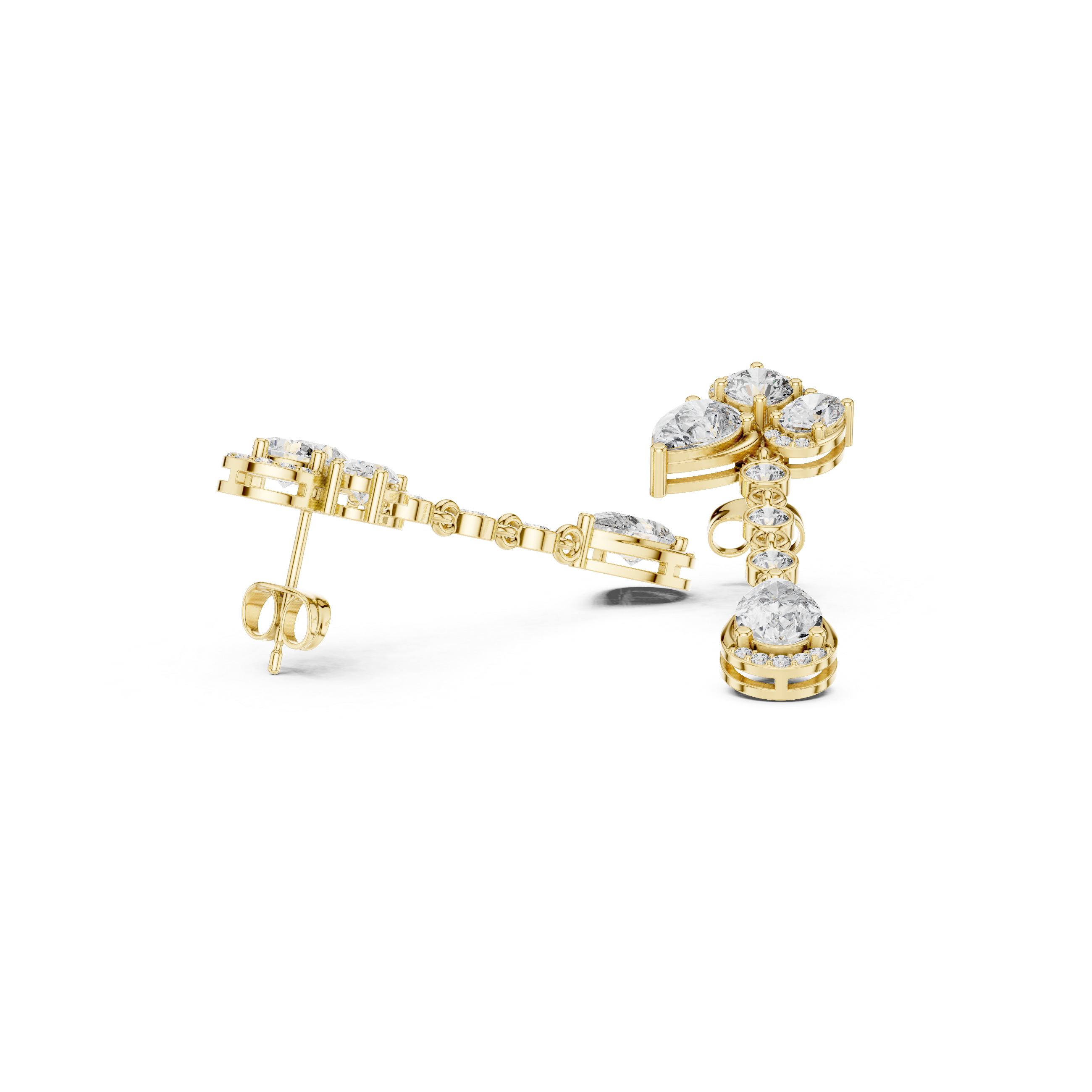 5.568ct Natural Diamond Multi-Shape Dangle Earrings – J Color, SI1 Clarity